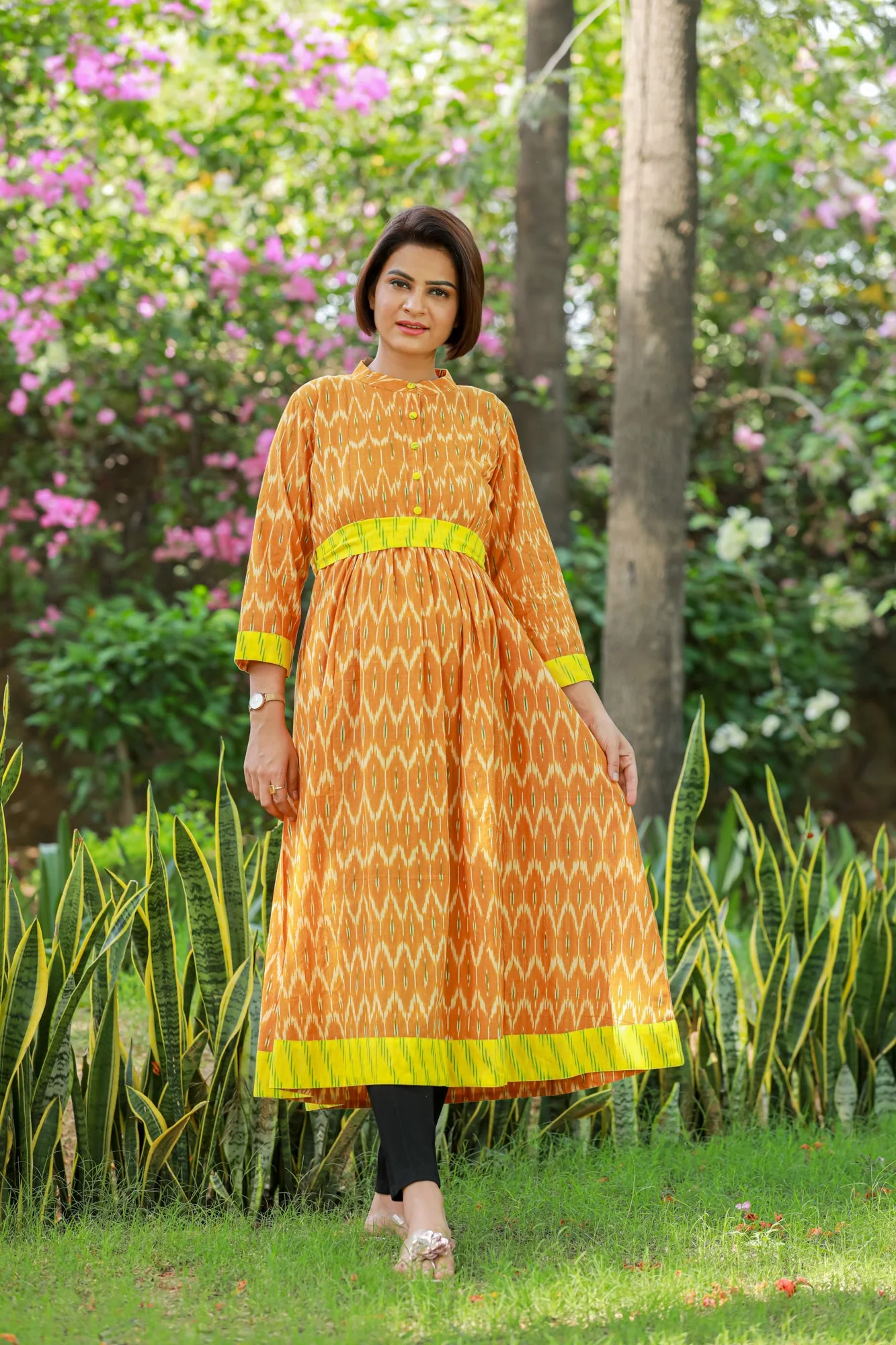 Rust Orange Maternity & Nursing Kurta - Chenance