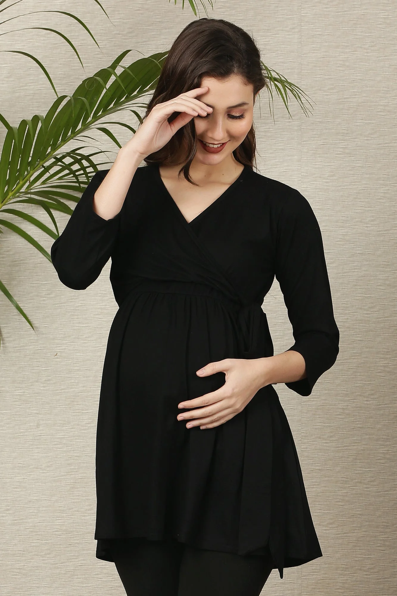 Rich Black Maternity & Nursing Wrap Top - Chenance