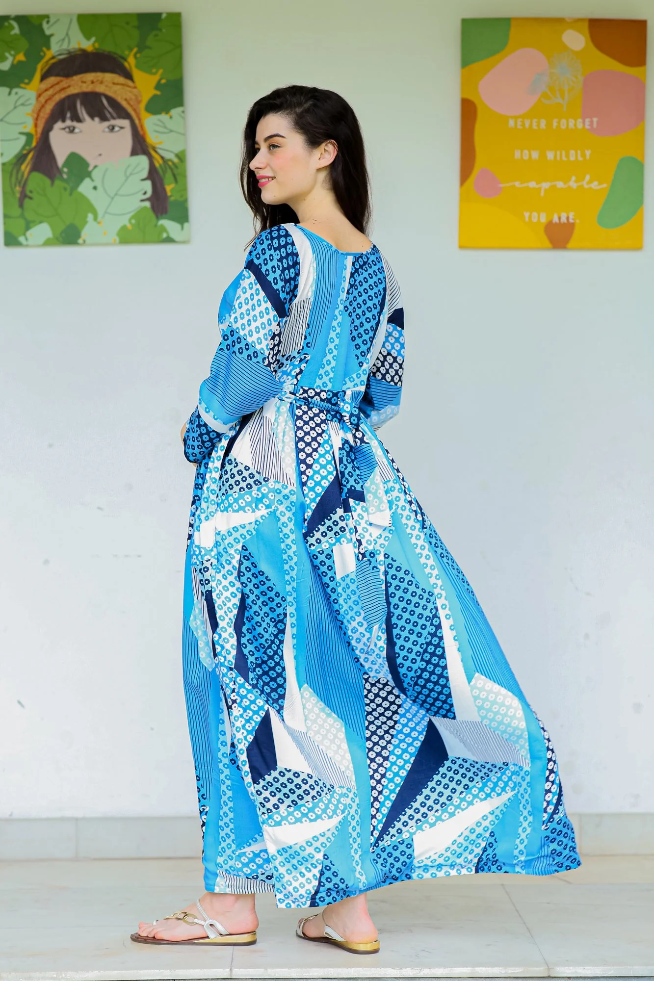 Royal Blue Concealed Zip Maternity & Nursing Maxi - Chenance