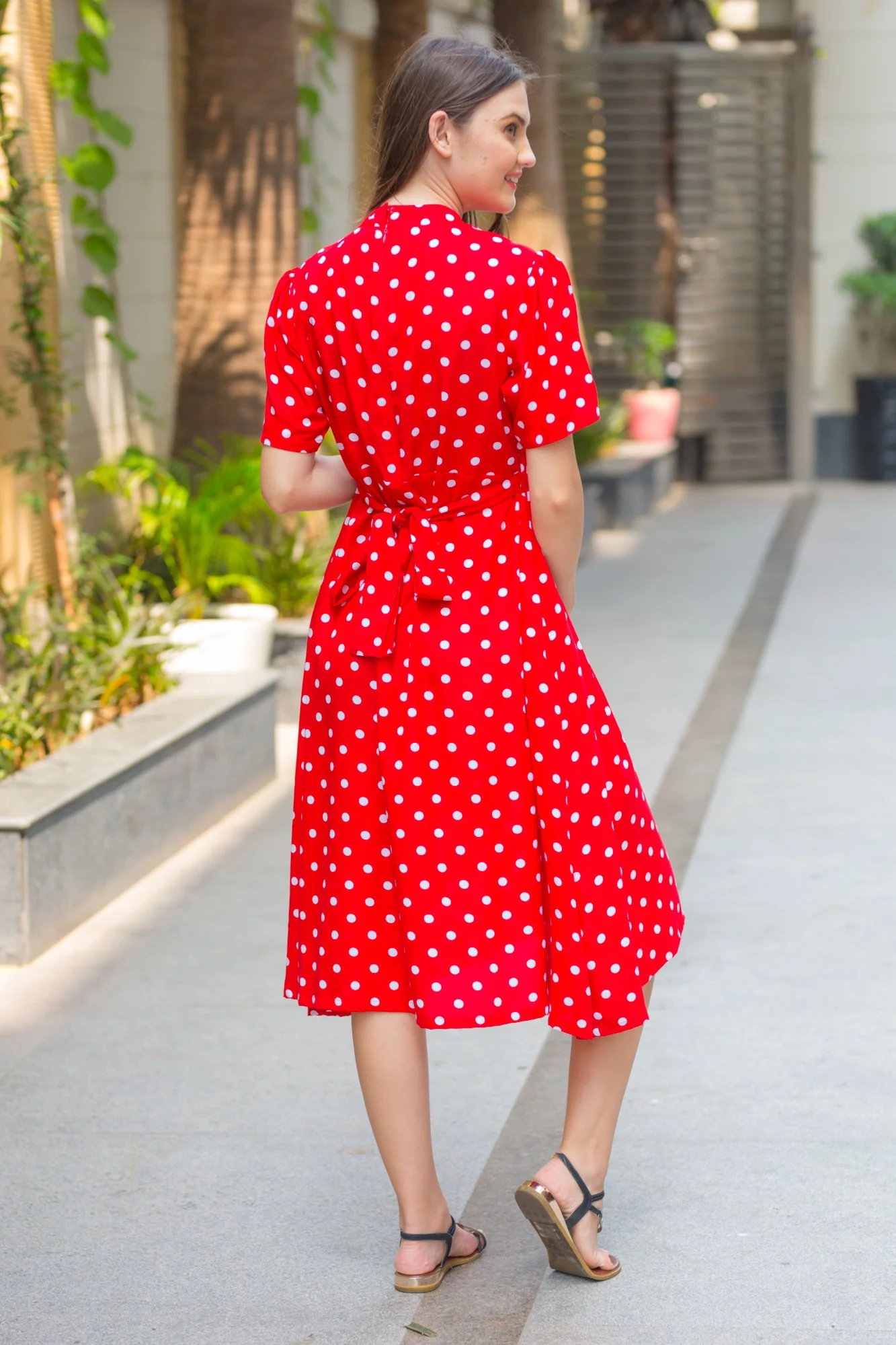 Red Polka Maternity Swing Dress - Chenance