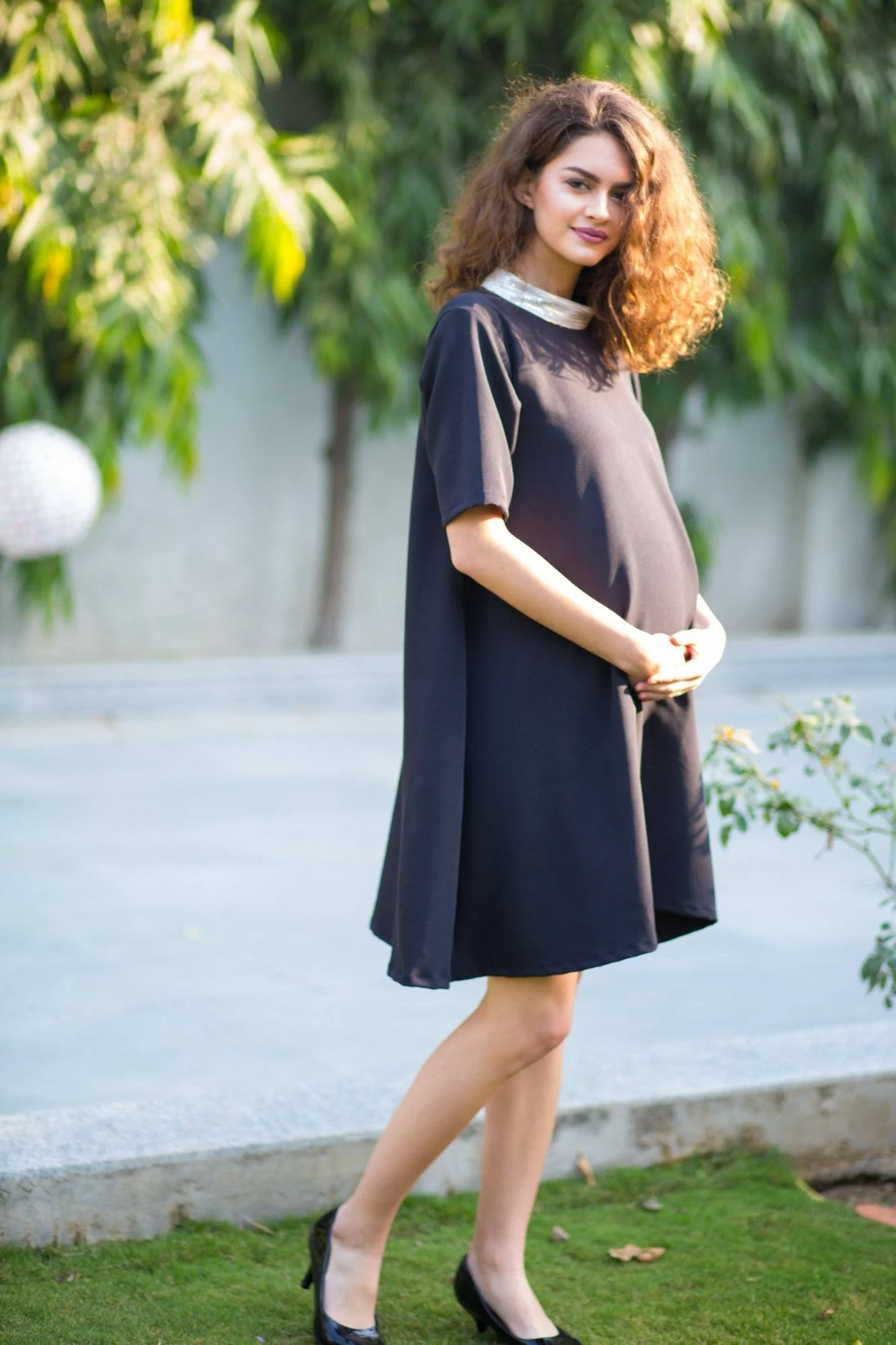 Premium Crepe Maternity Swing Dress - Chenance
