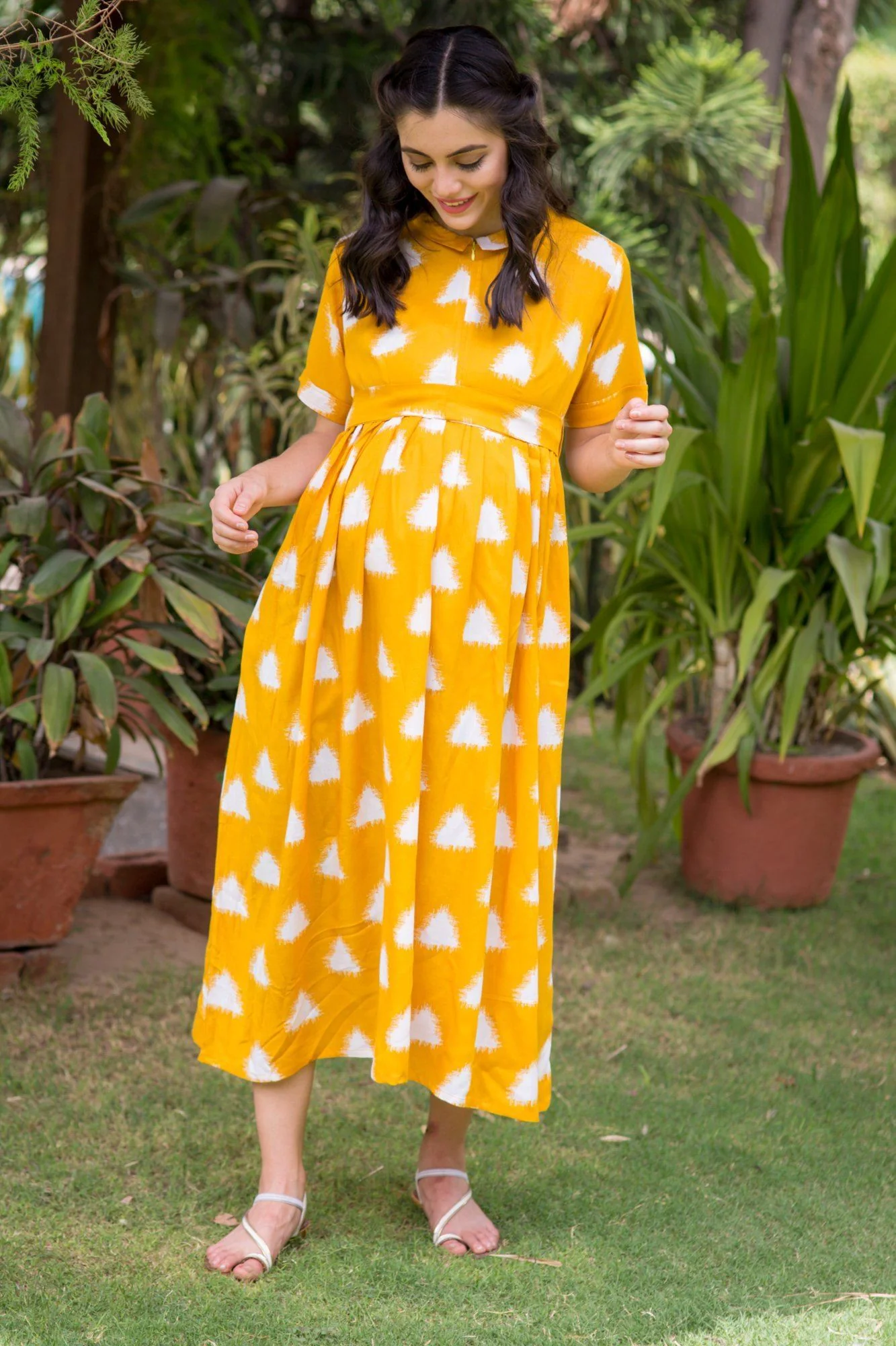 Canary Triangle Maternity & Nursing Dress - Chenance