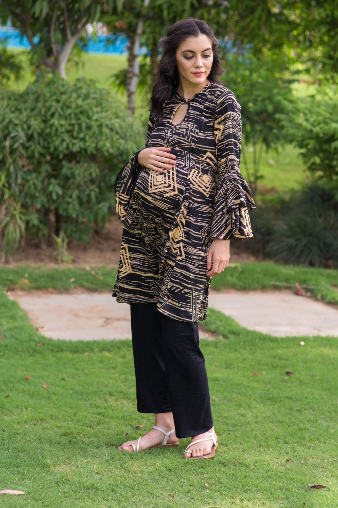Indigo Maze Maternity & Nursing Kurta Dress - Chenance