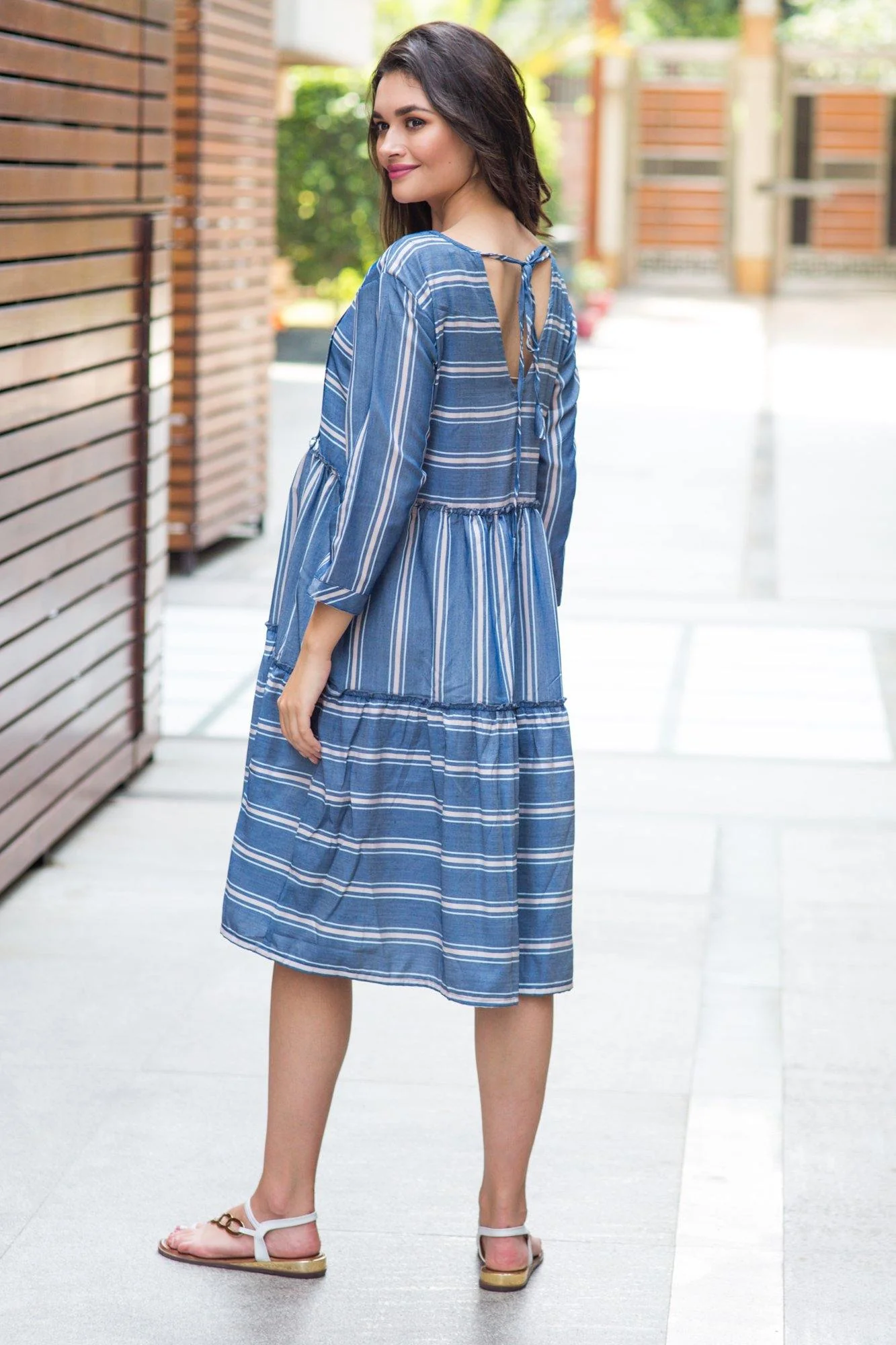 Spruce Blue Stripe Maternity & Nursing Dress - Chenance