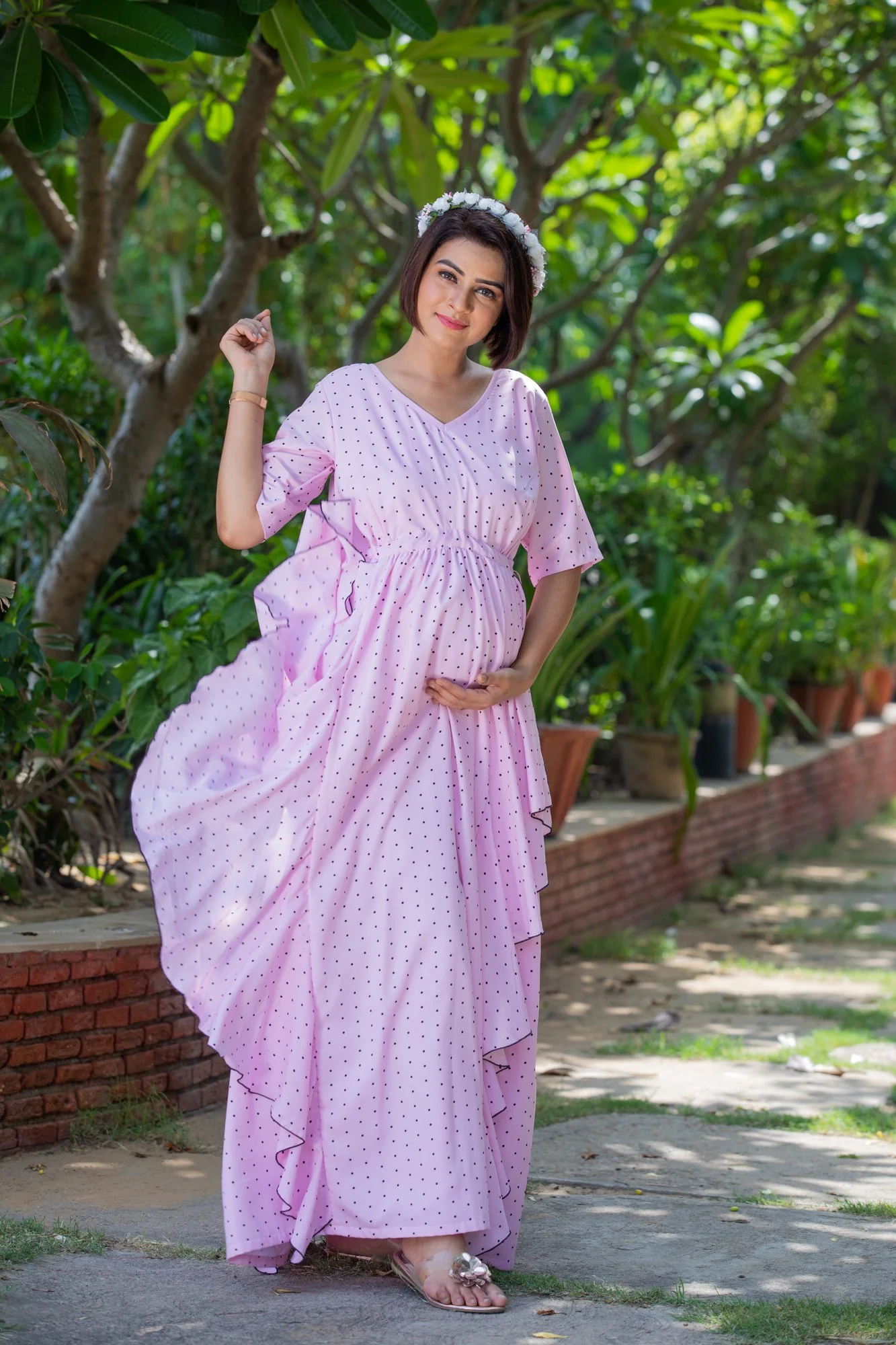 Angelic Baby Polka Maternity Flow Dress - Chenance