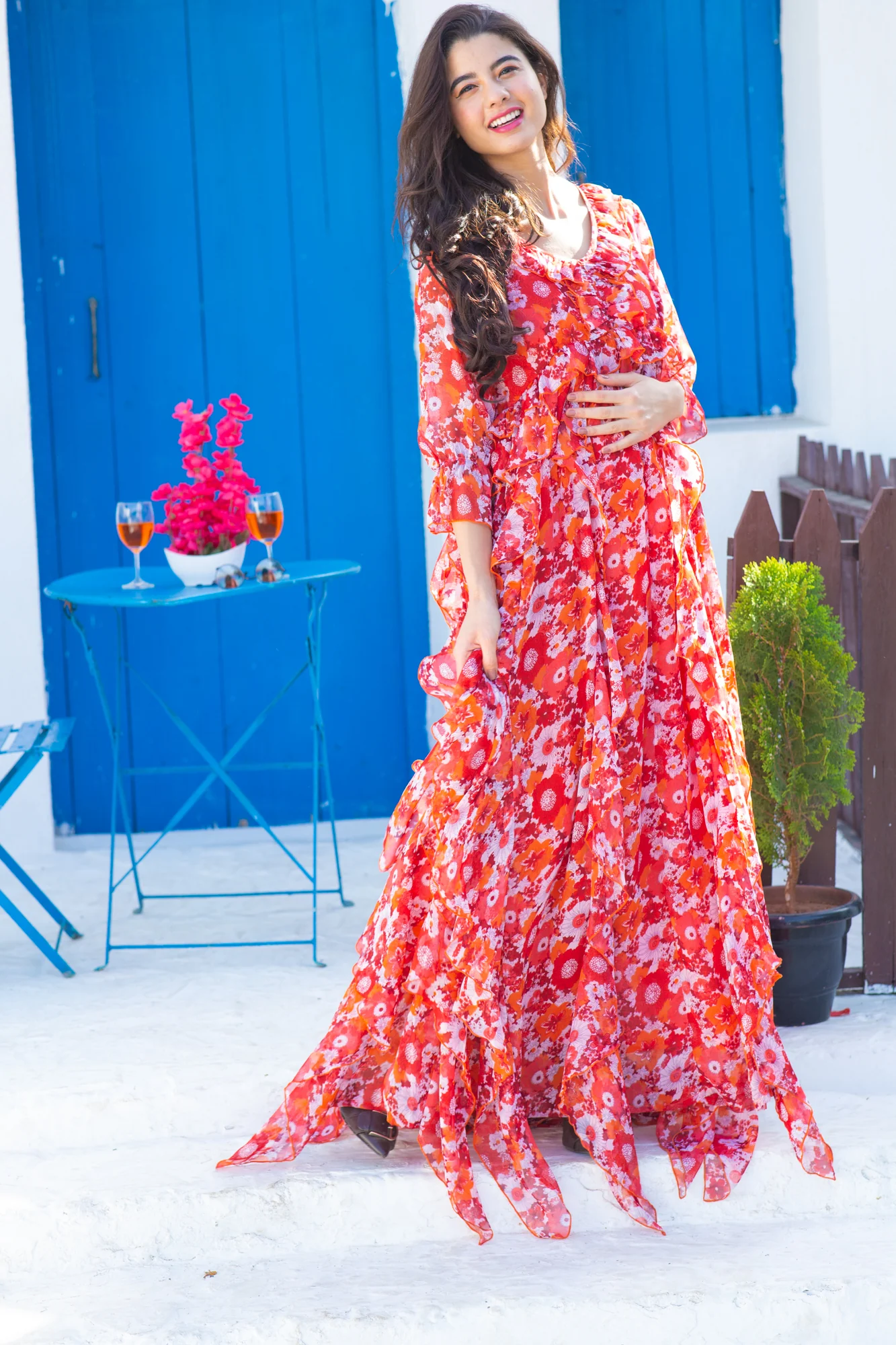 Cascading Cherry Bloom Maternity & Nursing Dress - Chenance