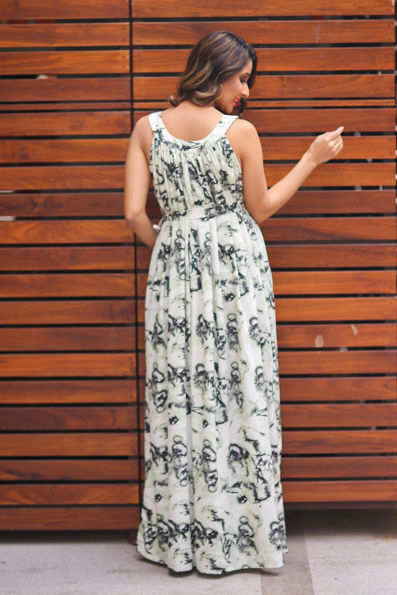 Mint Print Sleeveless Maternity Maxi Dress - Chenance