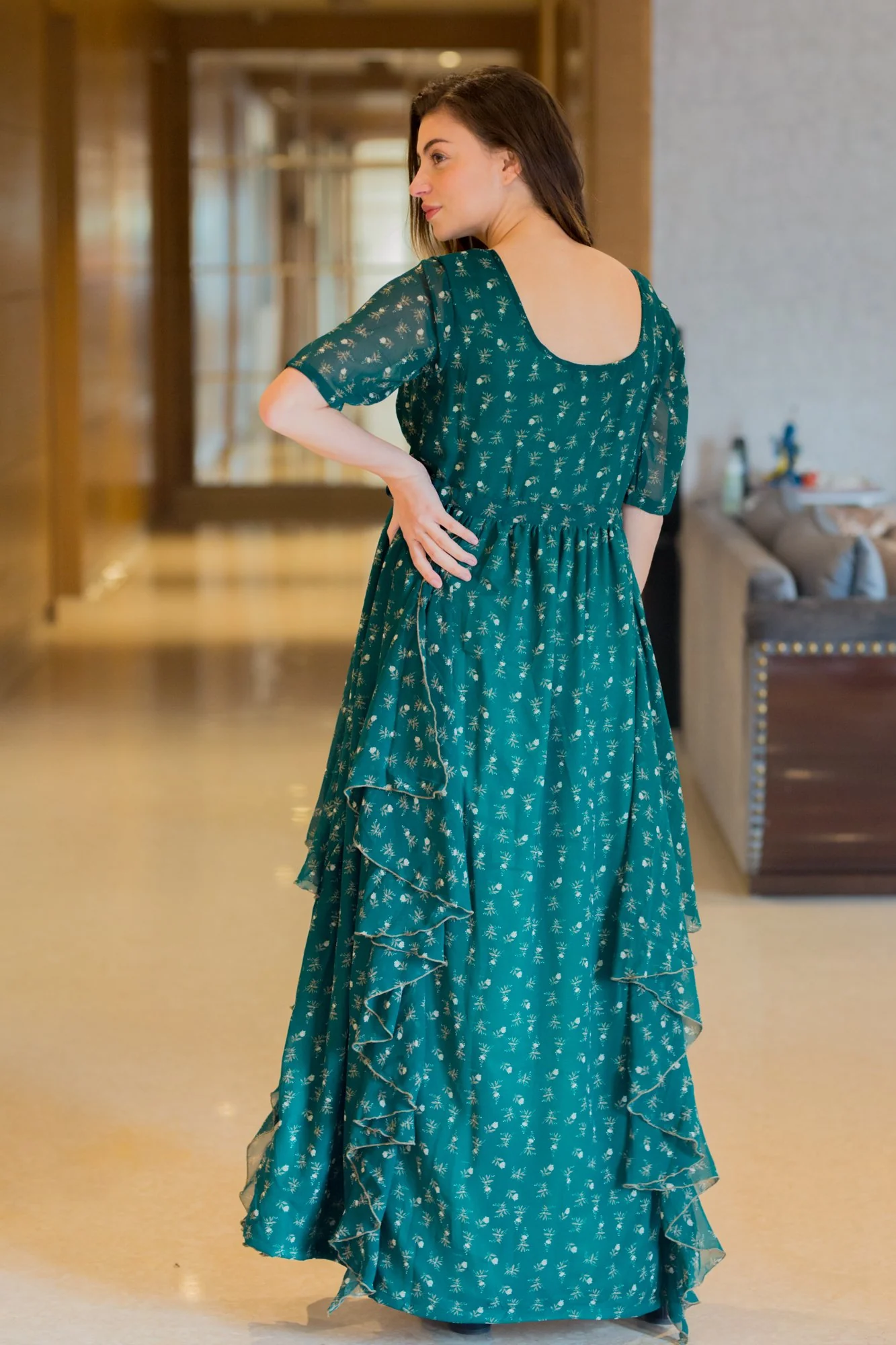 Emerald Luxe Maternity Flow Dress - Chenance