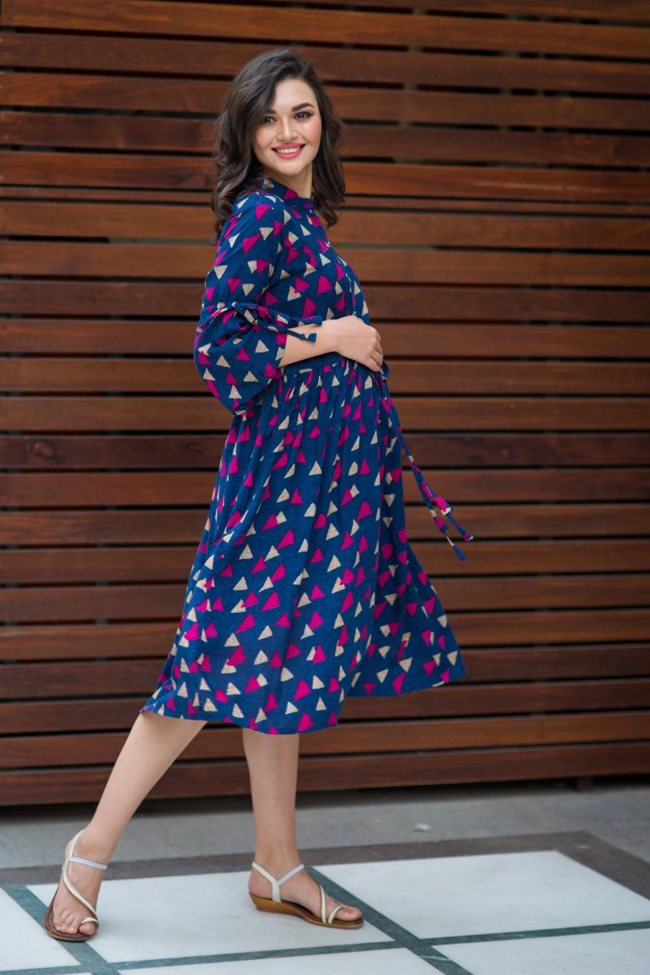 Playful Triangle Tie Maternity & Nursing Kurta Dress - Chenance