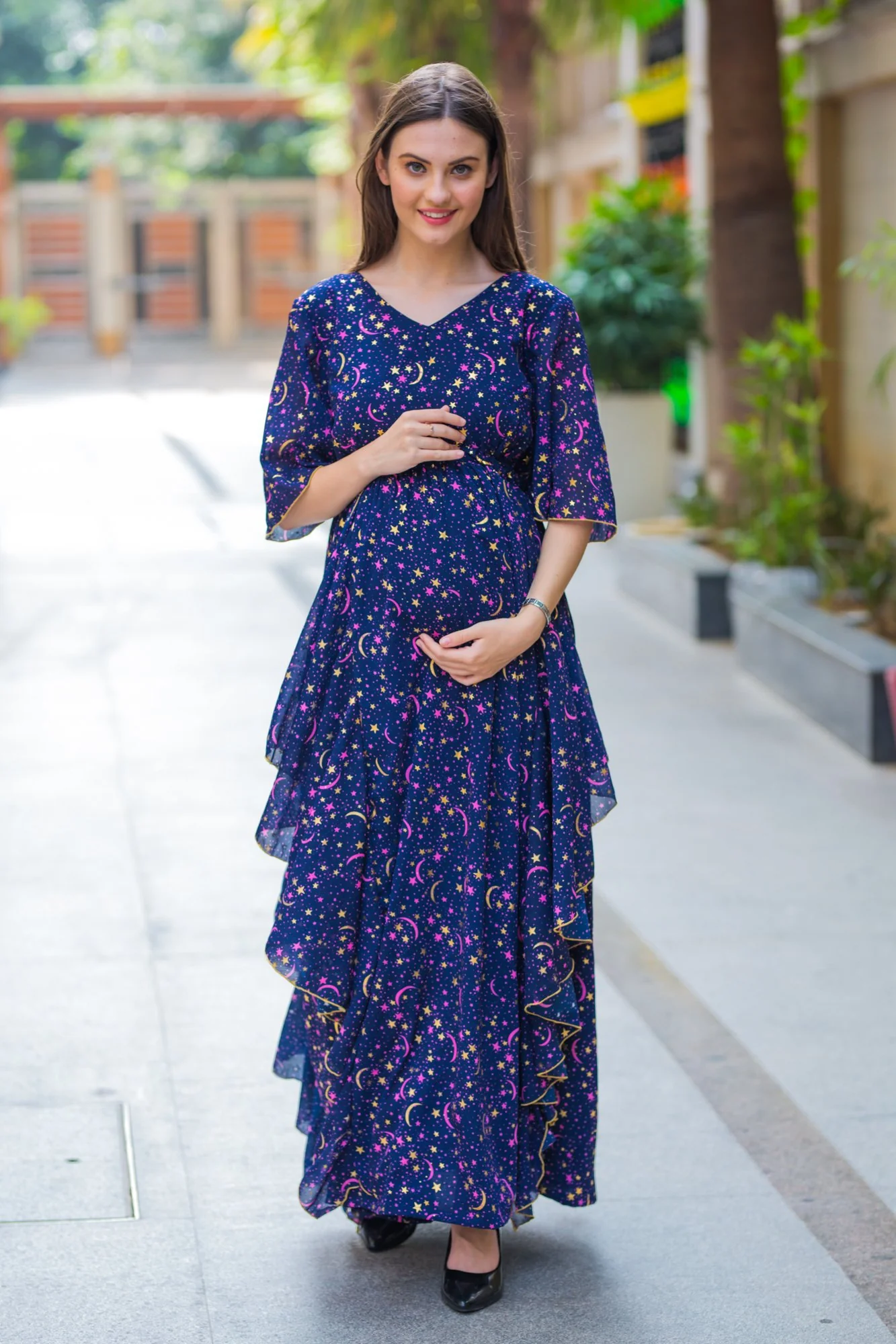 Luxe Milky Way Shimmer Maternity Flow Dress - Chenance