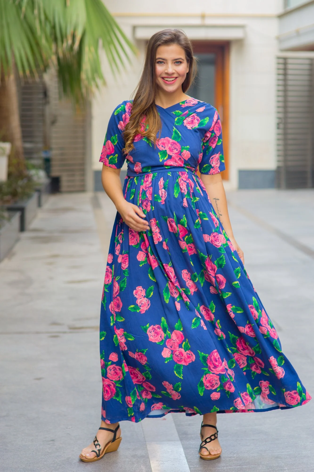 Rose Blossom Maternity & Nursing Wrap Dress - Chenance