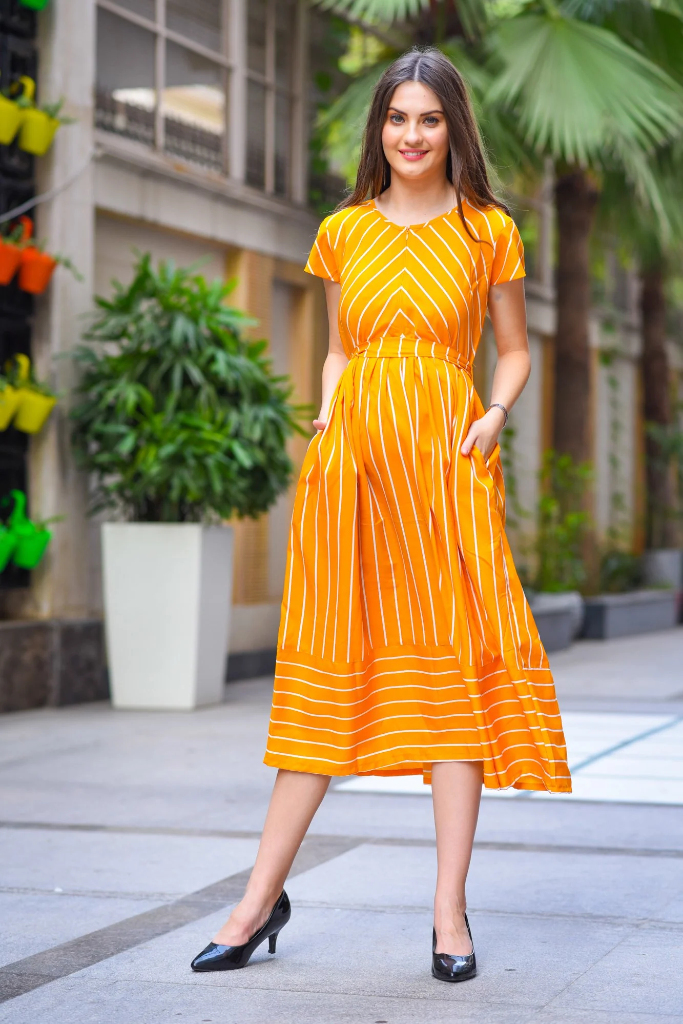 Sunshine Striped Maternity & Nursing Dress - Chenance