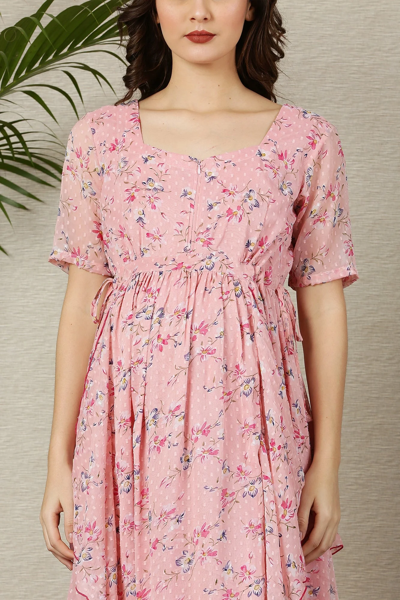 Soothing Peach Blossom Maternity & Nursing Flow Dress - Chenance
