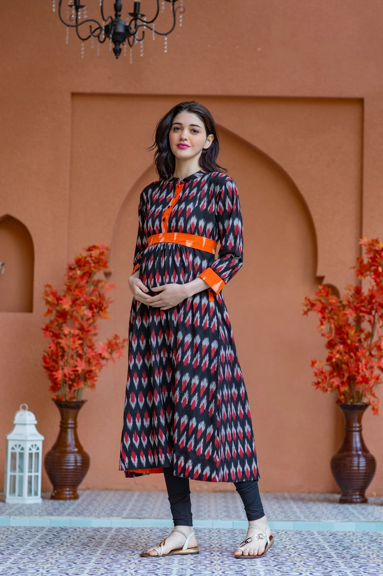 Zig-Zag Ikat Pocket Maternity & Nursing Kurta - Chenance
