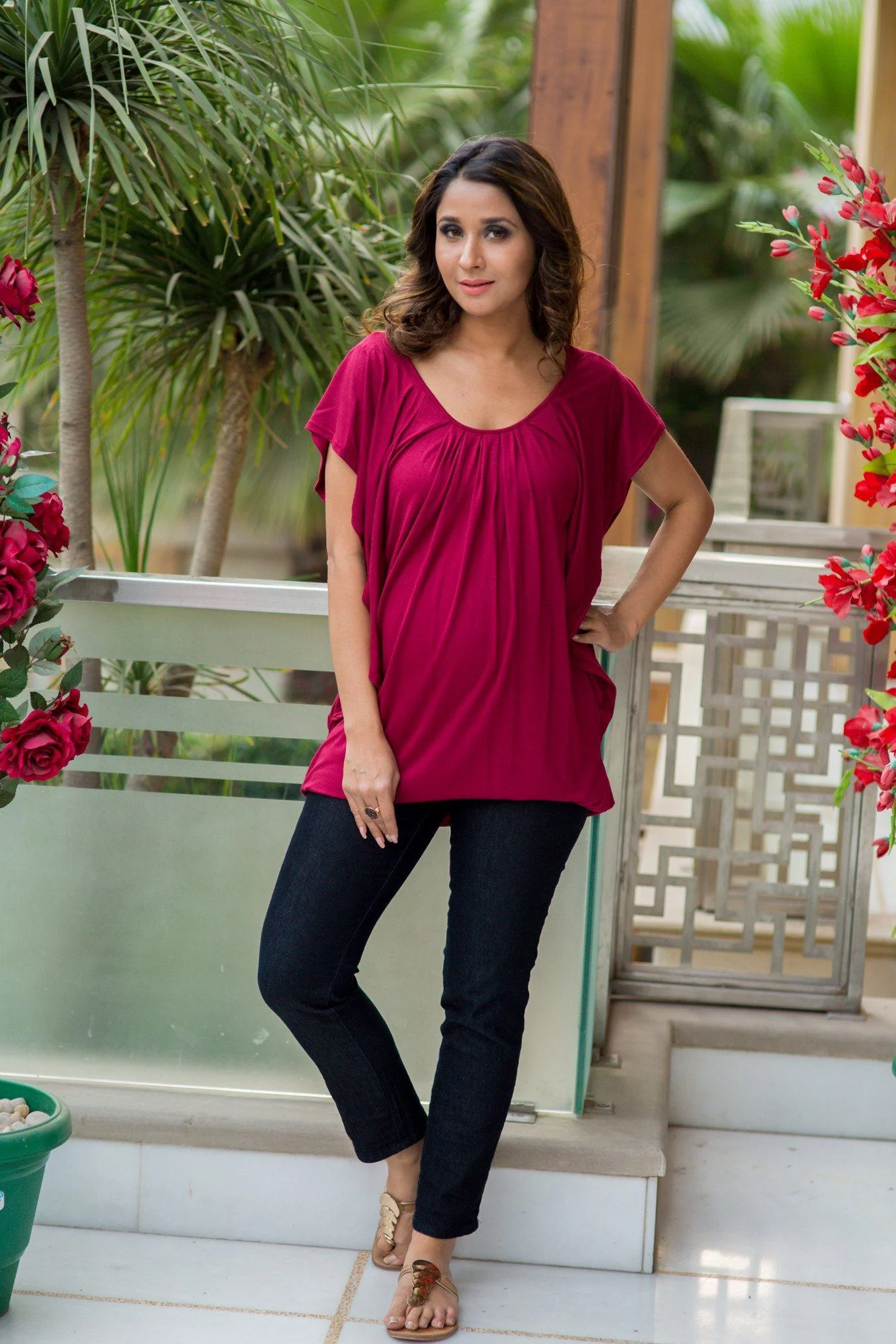 Side Access Burgandy Nursing Top - Chenance