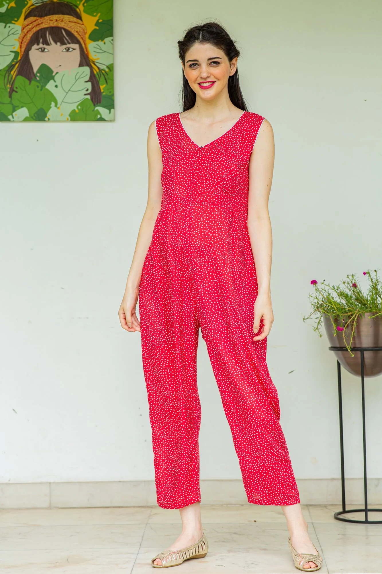 Berry Cotton Maternity Jumpsuit - Chenance