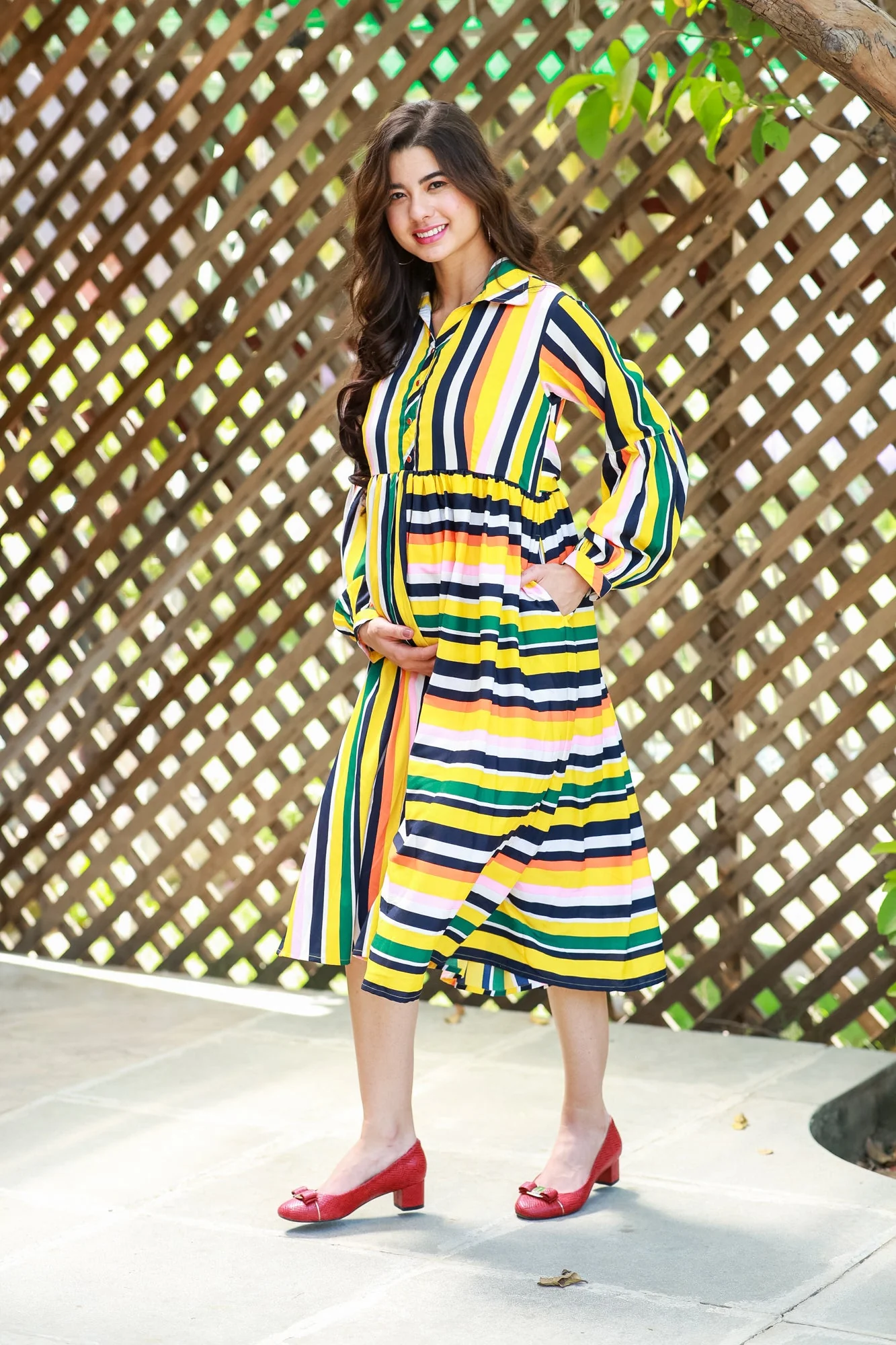 Merry Striped Maternity & Nursing Dress - Chenance