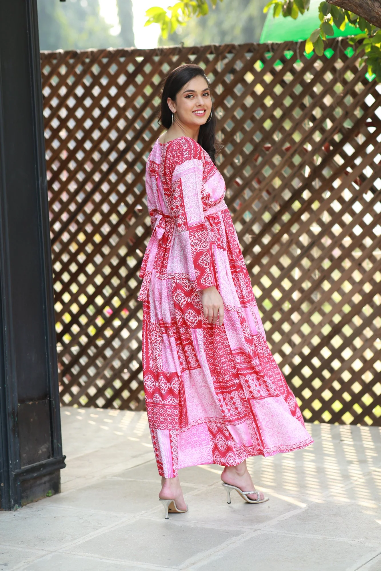 Paradise French Rose Concealed Zip Maternity & Nursing Maxi - Chenance