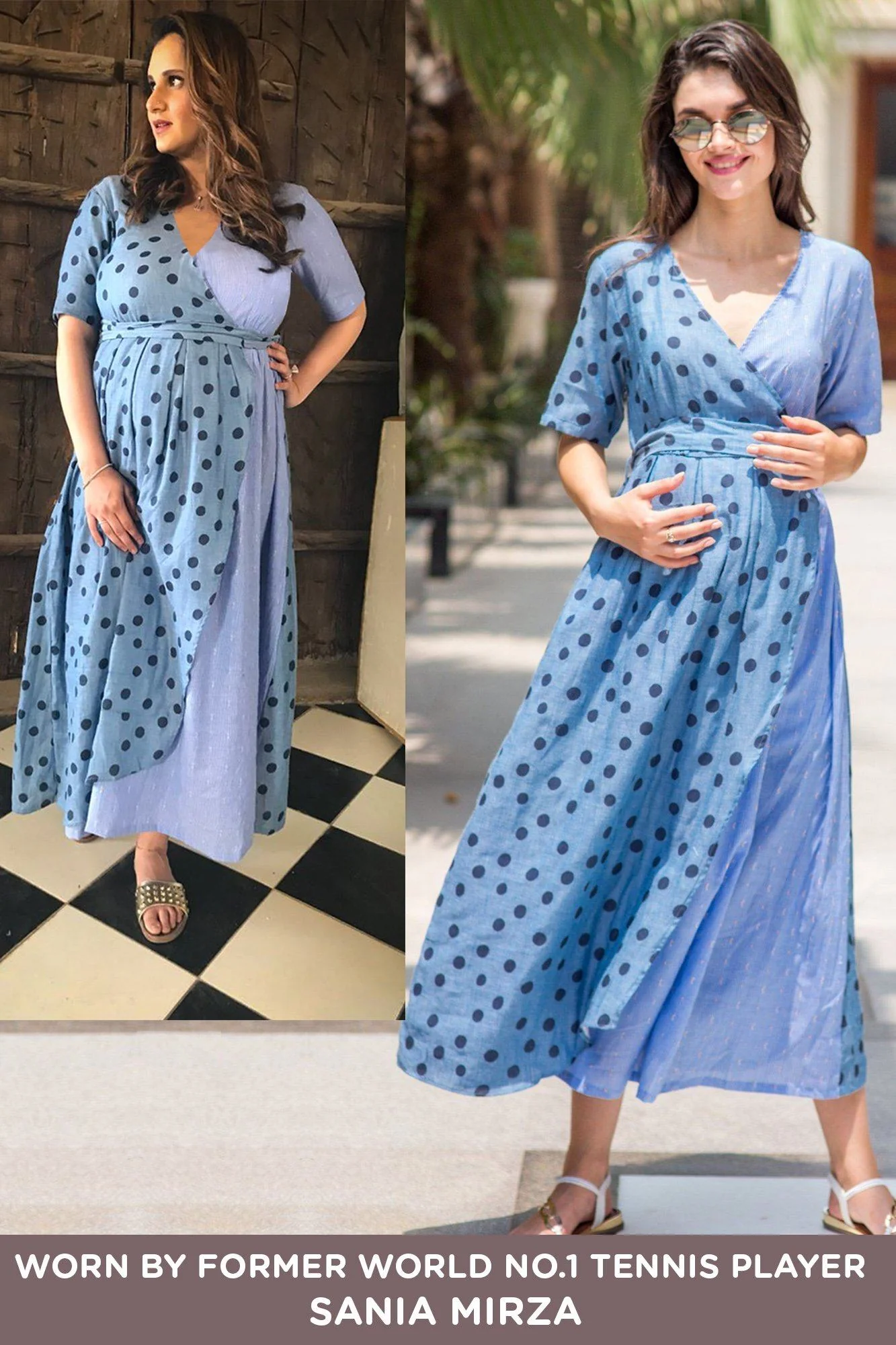 Cotton Sky Polka Maternity & Nursing Wrap Dress - Chenance