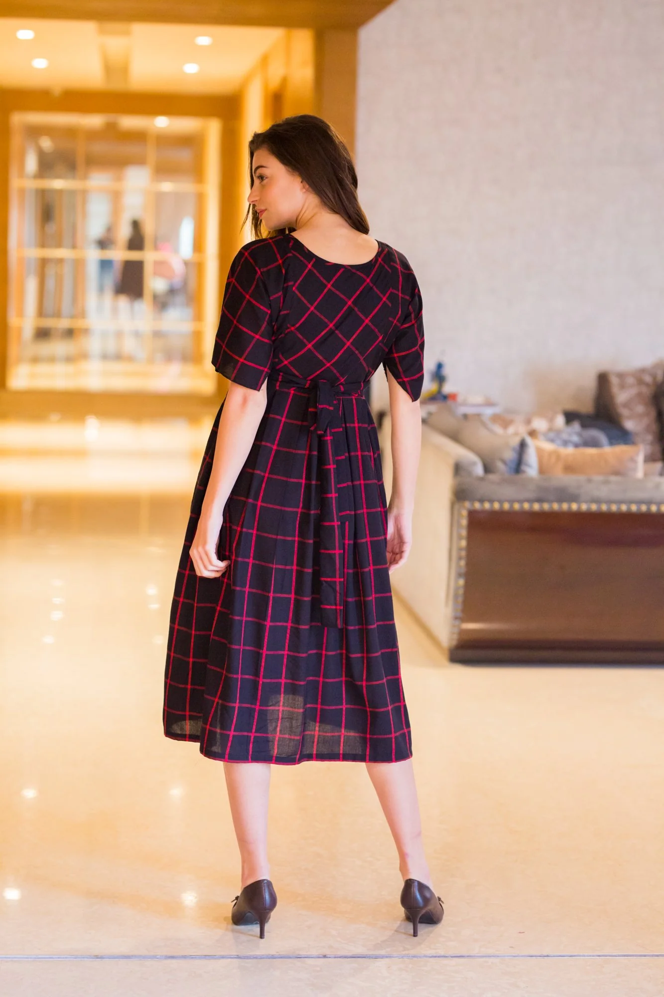 Timeless Plaid Maternity & Nursing Dress - Chenance