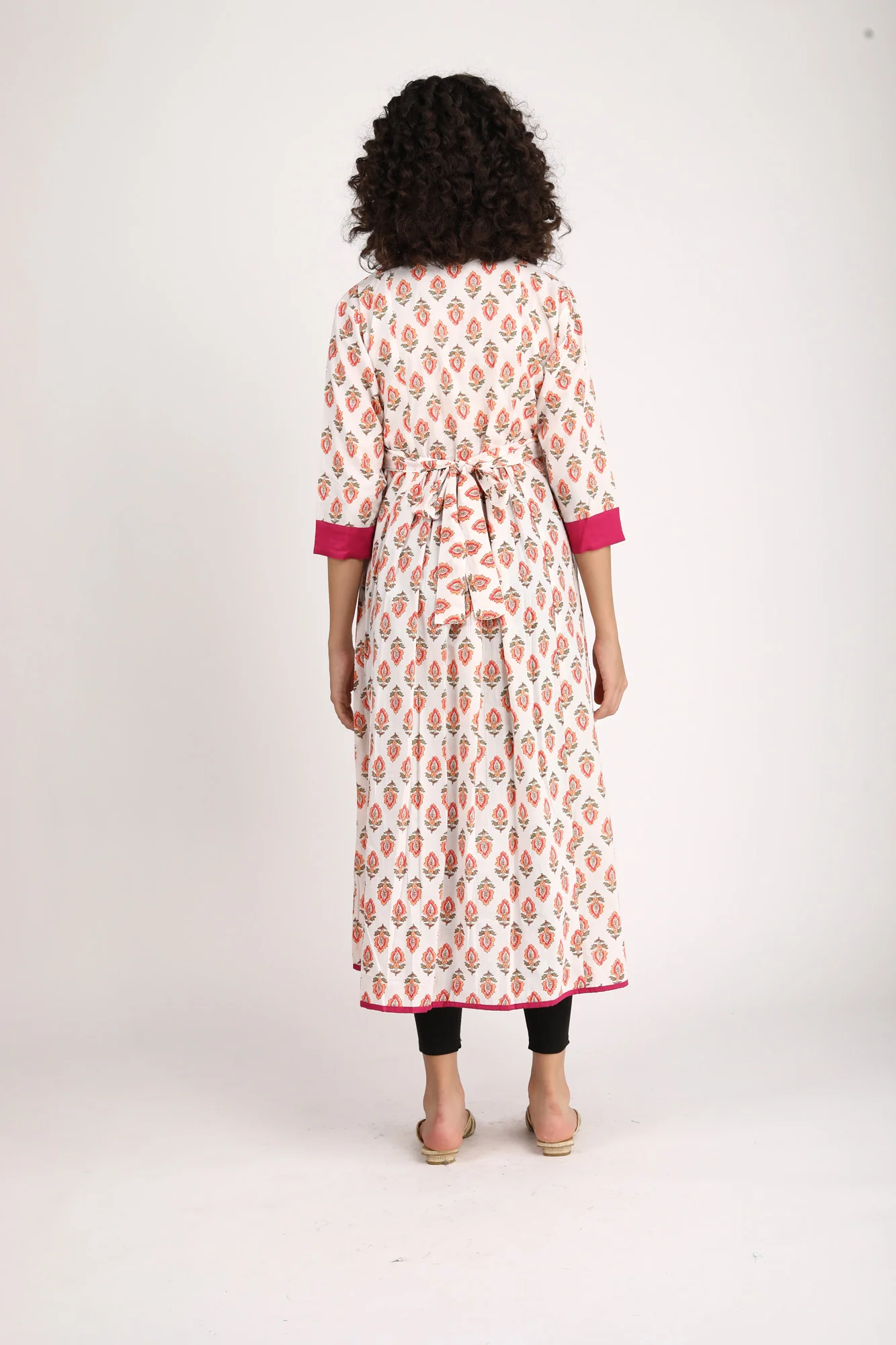 Orange White Maternity & Nursing Kurta (100% Cotton) - Chenance