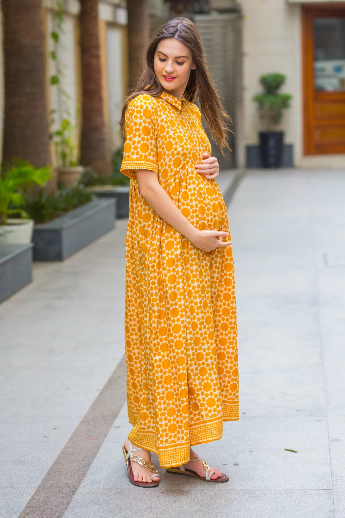 Sunny Printed Maternity & Nursing Dress - Chenance