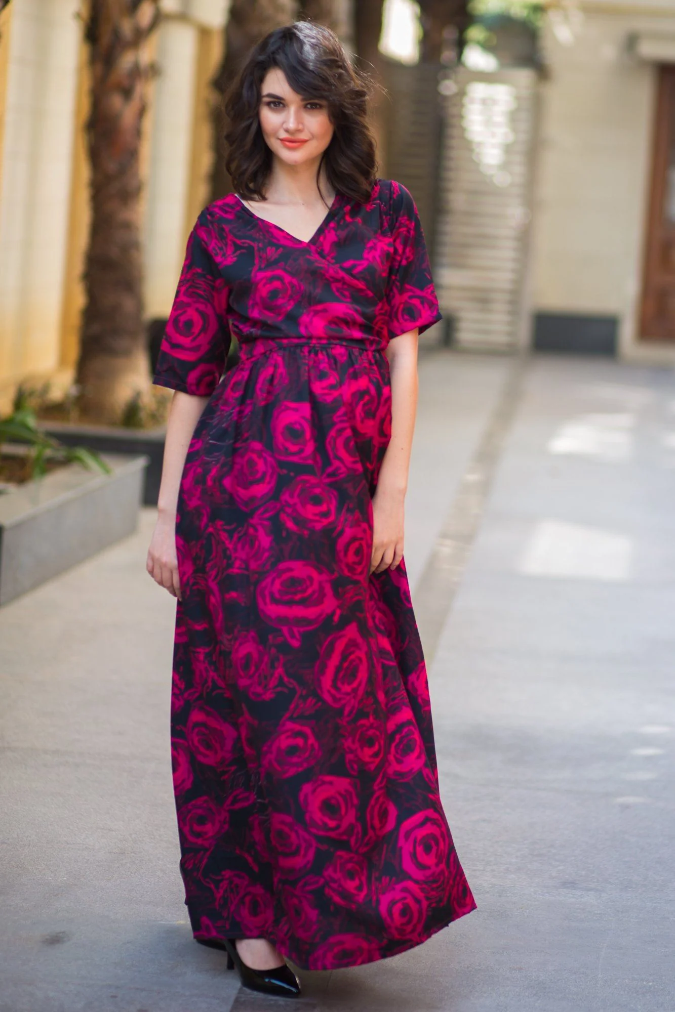 Cranberry Blossom Maternity & Nursing Wrap Dress - Chenance