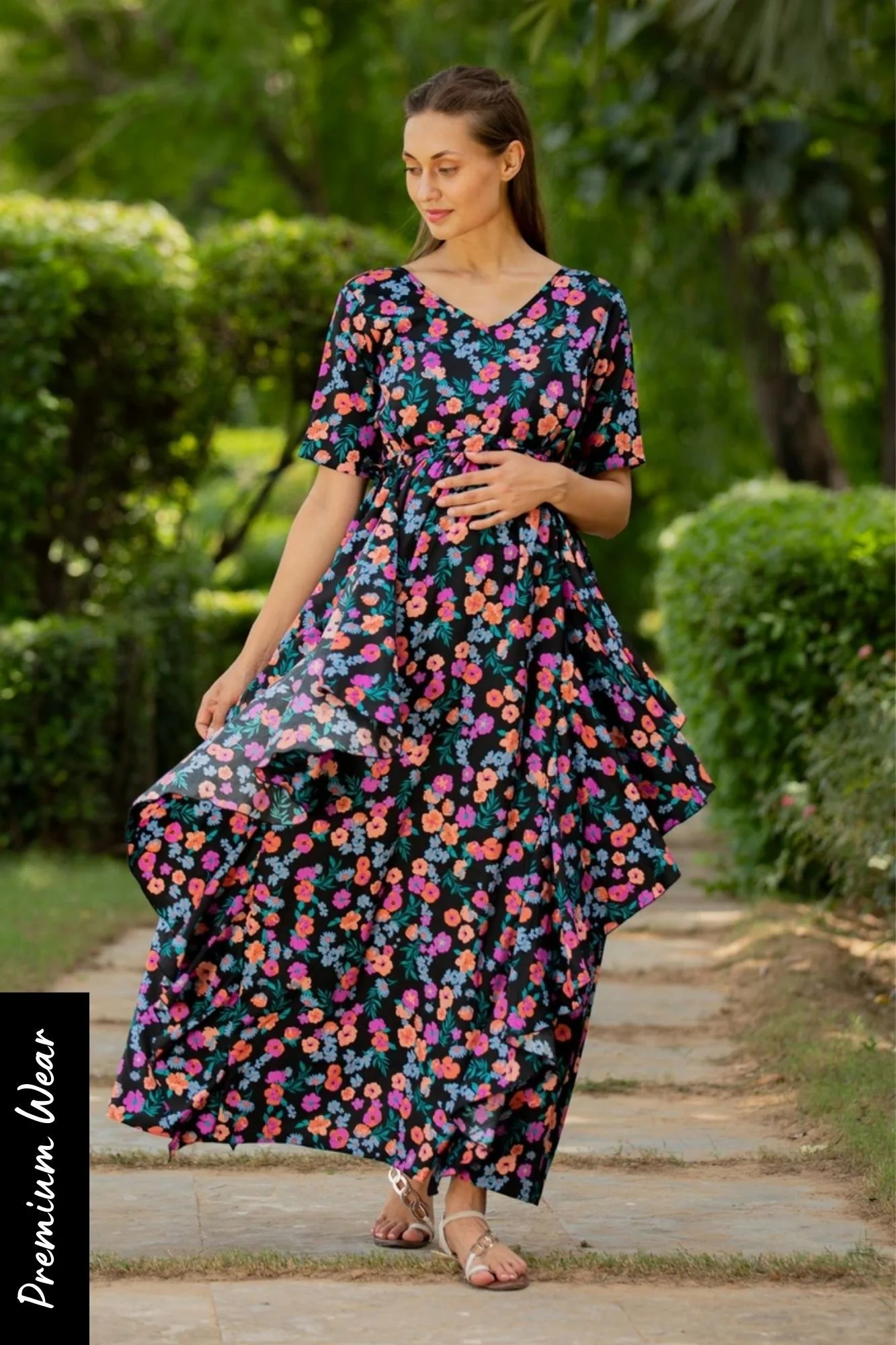Happy Floral Maternity Flow Dress - Chenance