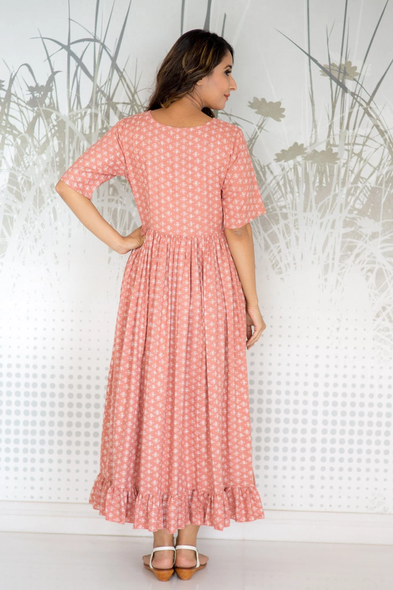 Paradise Frill Concealed Zips Nursing Dress - Chenance