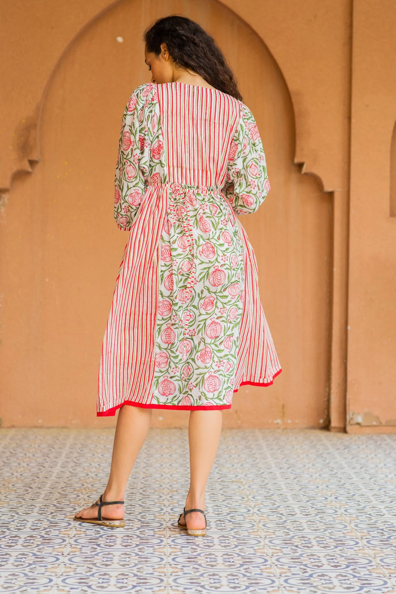 Tropical Red Floral Maternity & Nursing Kurta (100% Cotton) - Chenance