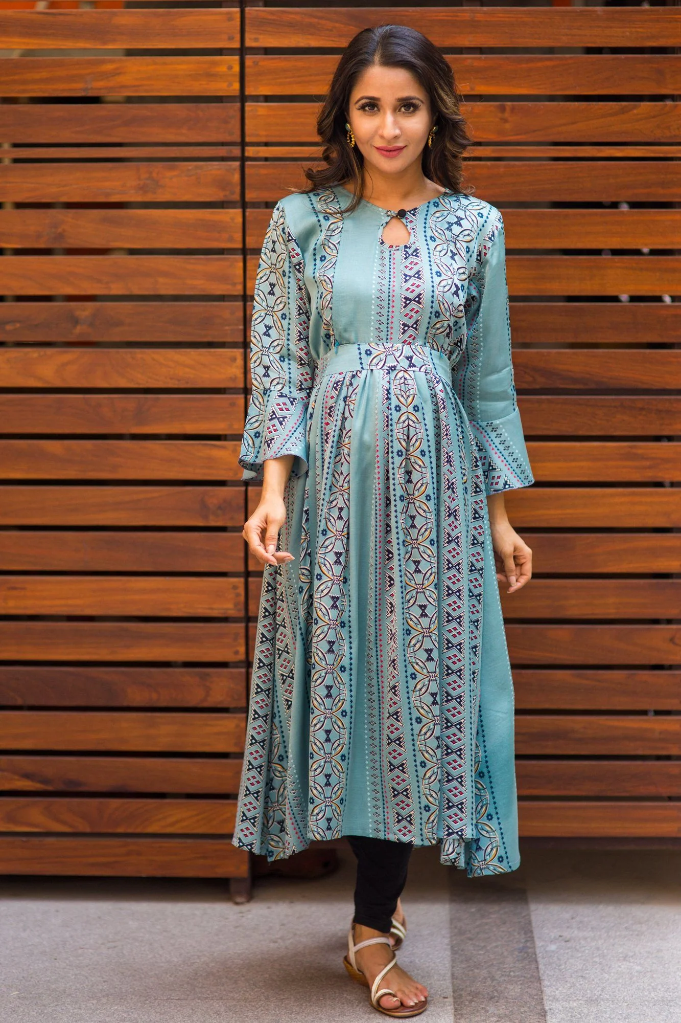 Jade Green Concealed Zips Maternity & Nursing Versatile Kurta Dress - Chenance