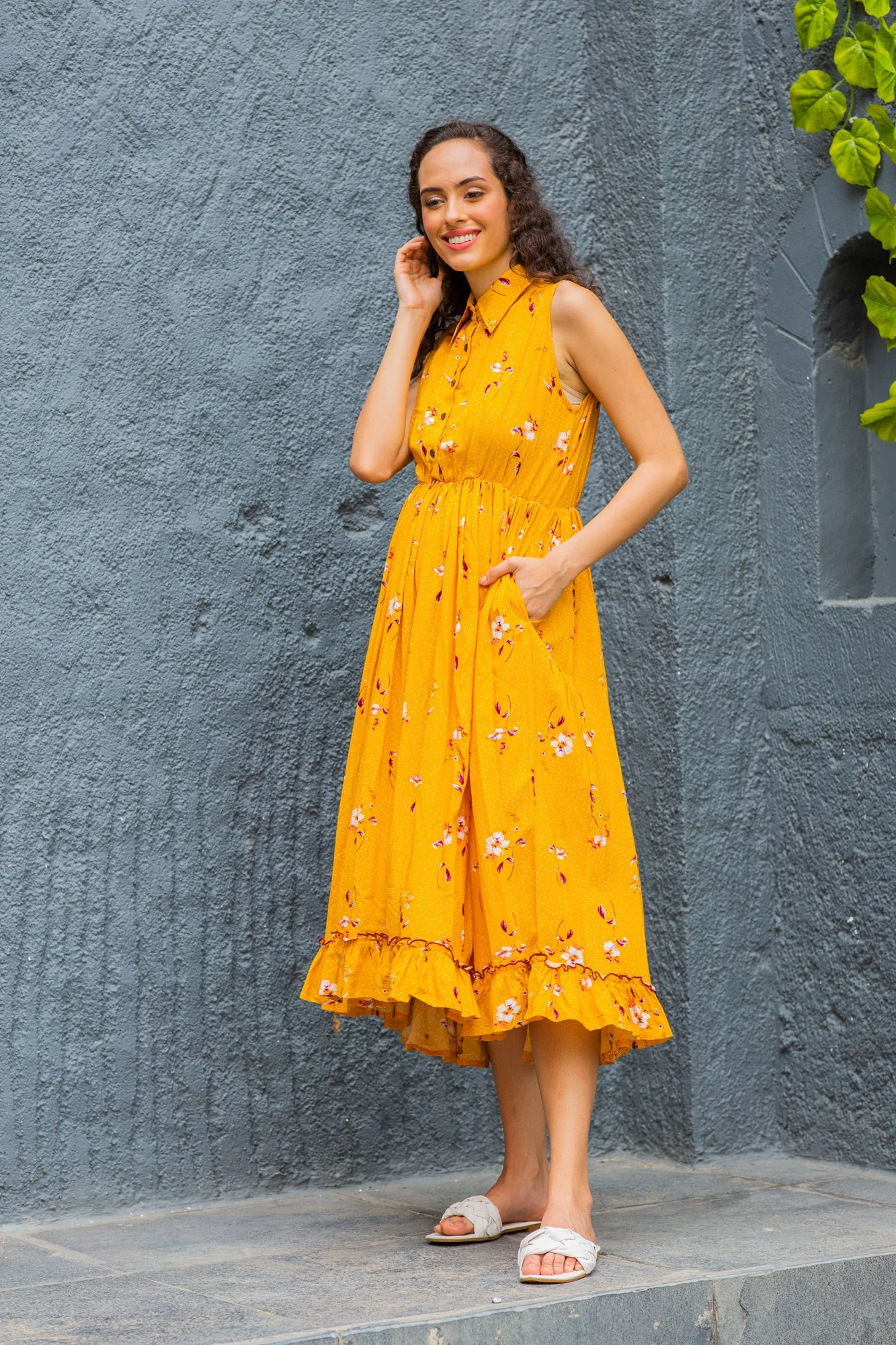 Adorable Marigold Maternity & Nursing Frill Dress - Chenance