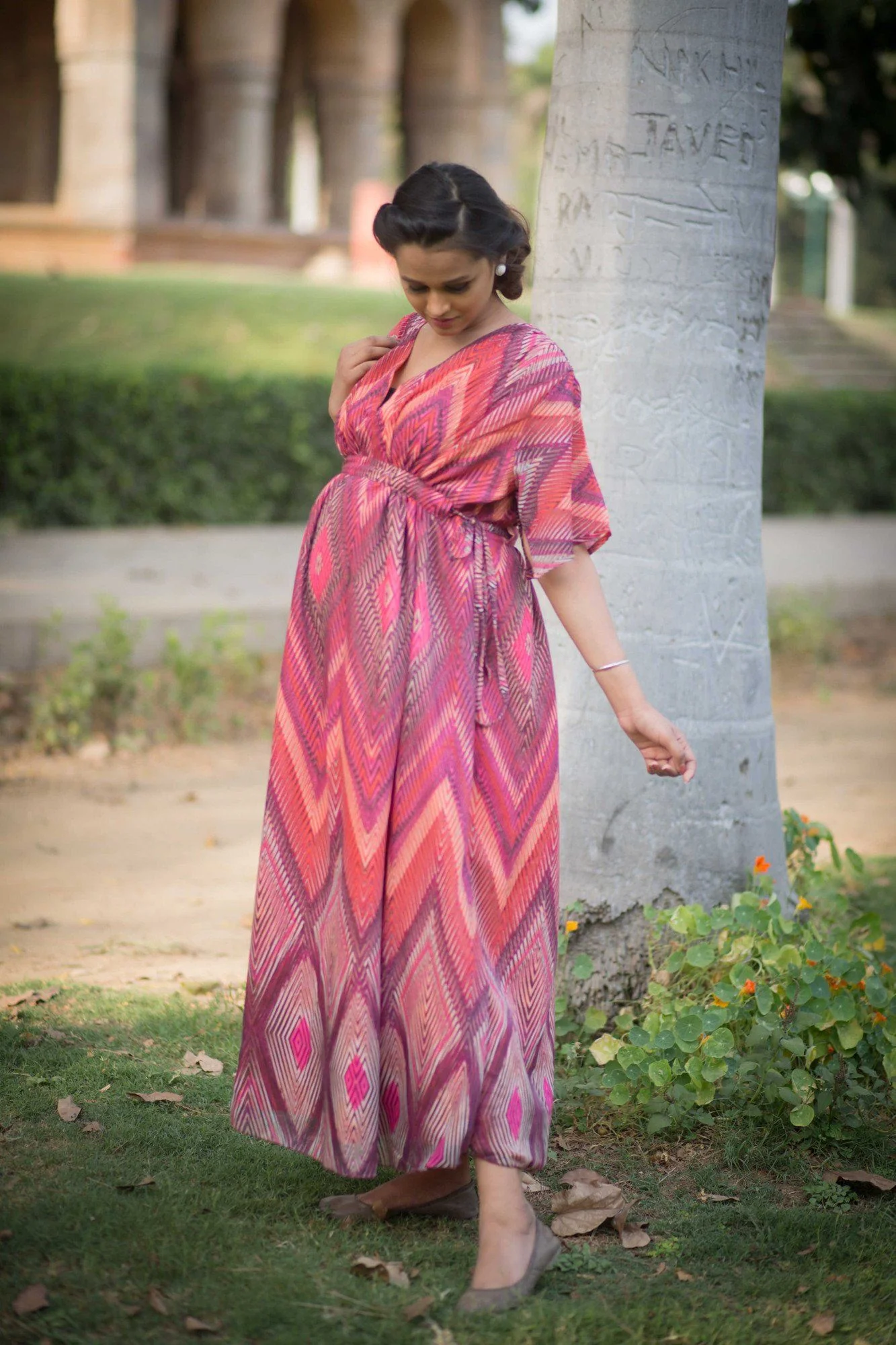 Printed Maternity Kimono Dress - Chenance