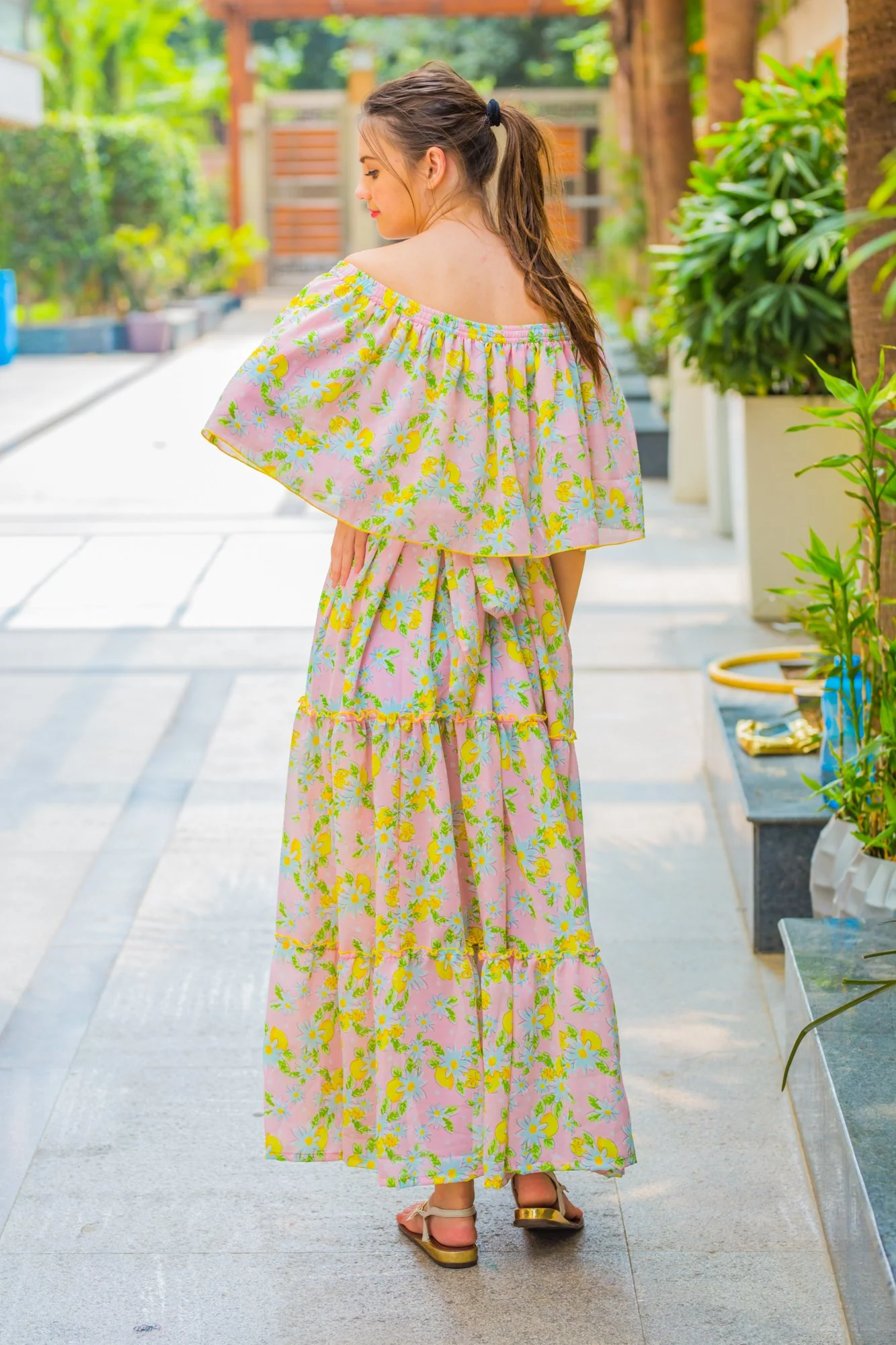 Pink Mint Off-Shoulder Maternity Maxi Dress - Chenance