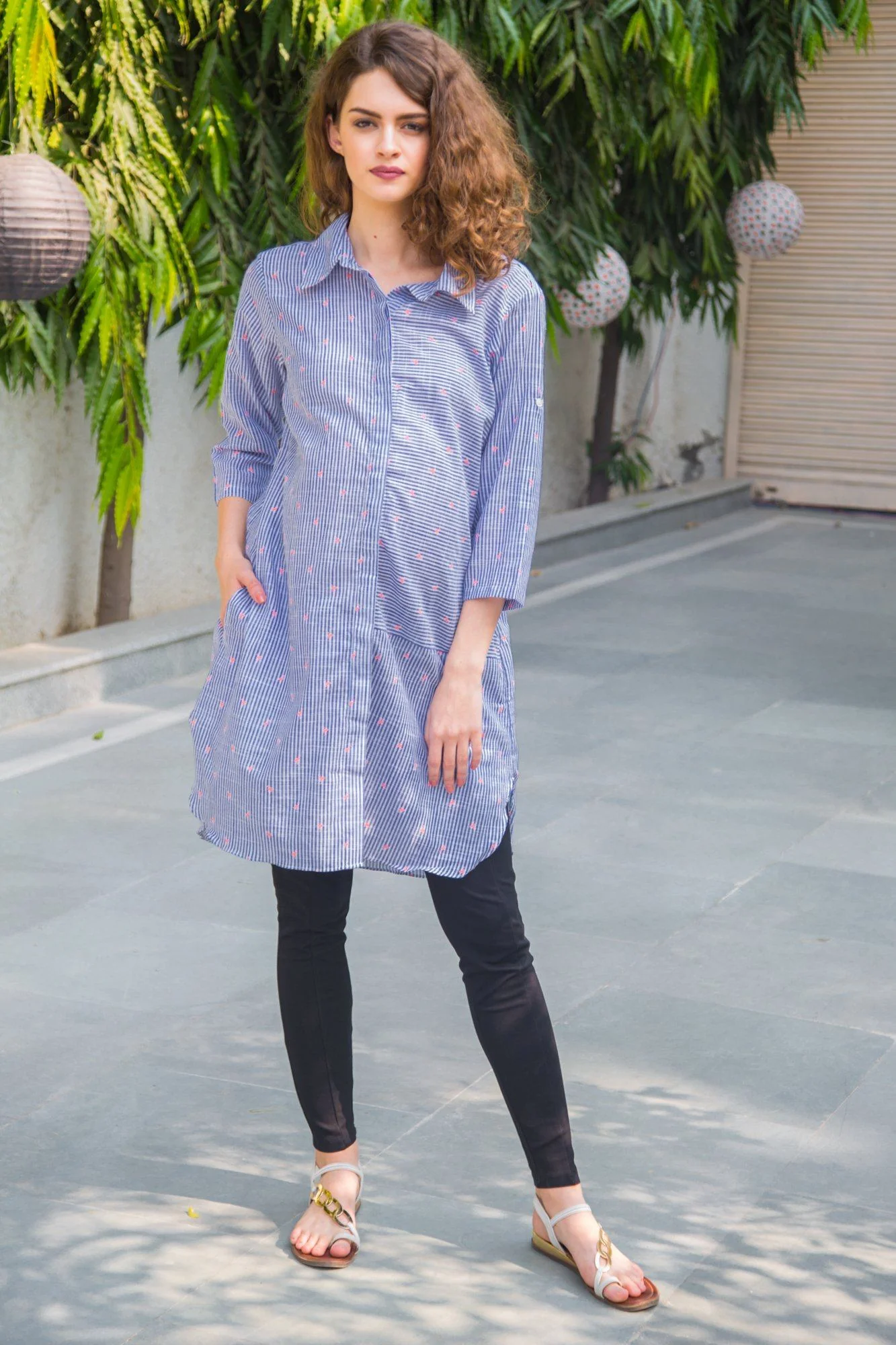 Striped Bird Maternity & Nursing Shirt Dress - Chenance