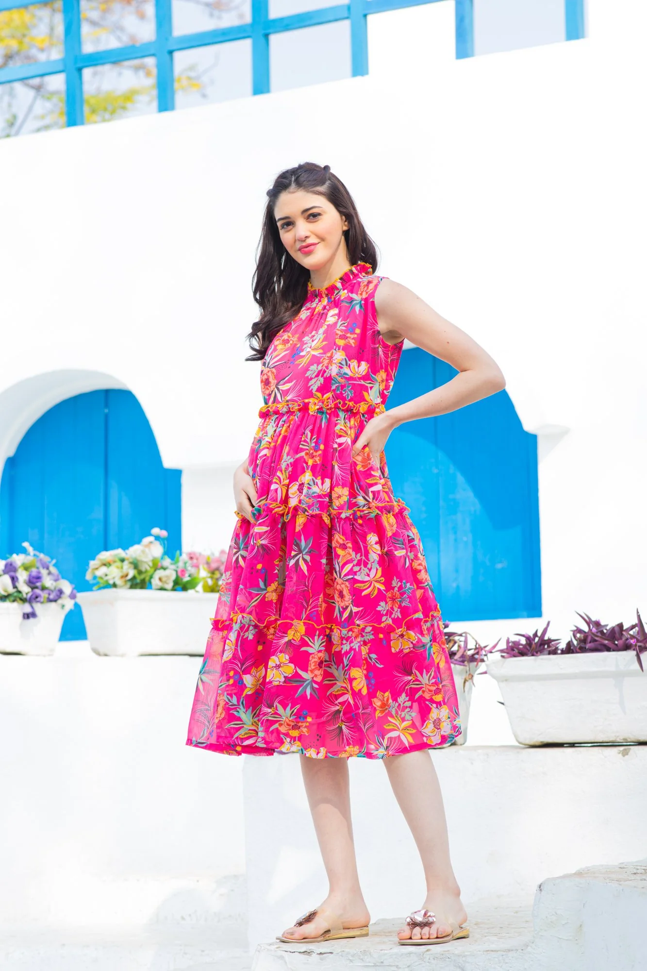 Pink Blush Maternity & Nursing Concealed Zips Frill Dress - Chenance