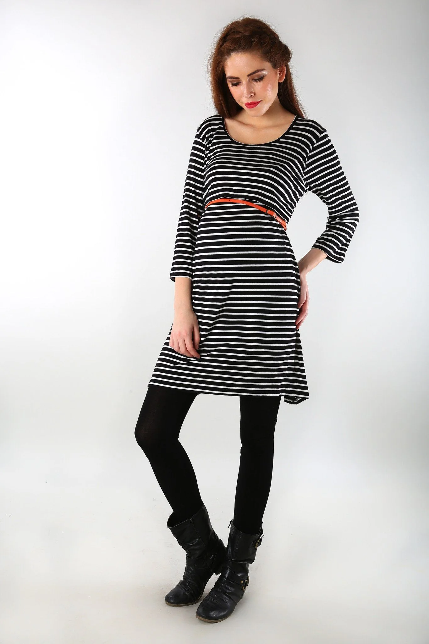 Nautical Striped Maternity & Nursing Dress - Chenance