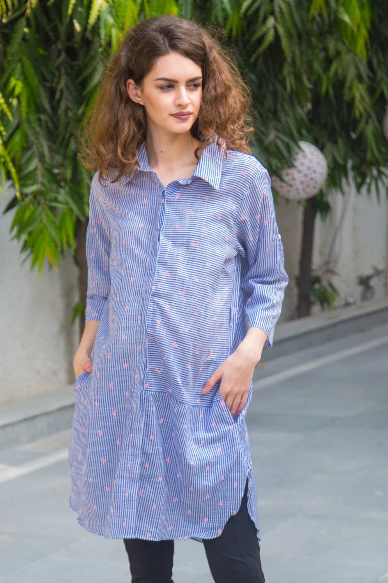 Striped Bird Maternity & Nursing Shirt Dress - Chenance