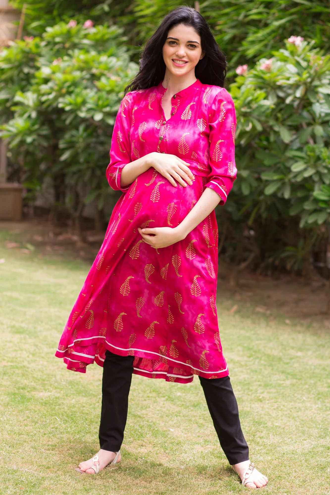 Pink Gold Maternity & Nursing Kurta - Chenance