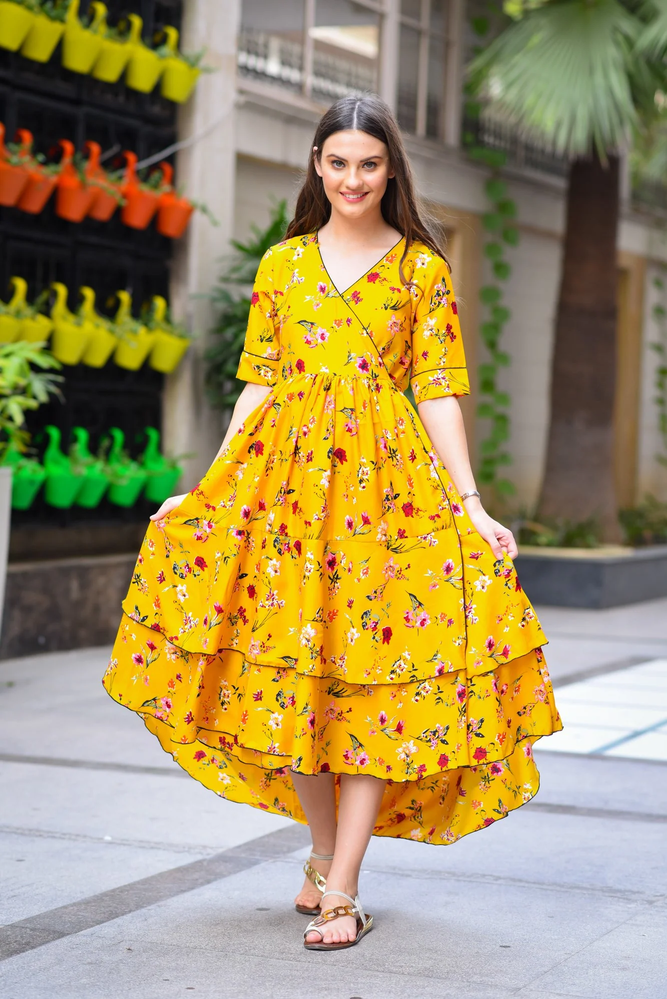 Happy Floral Maternity & Nursing Flair Dress - Chenance