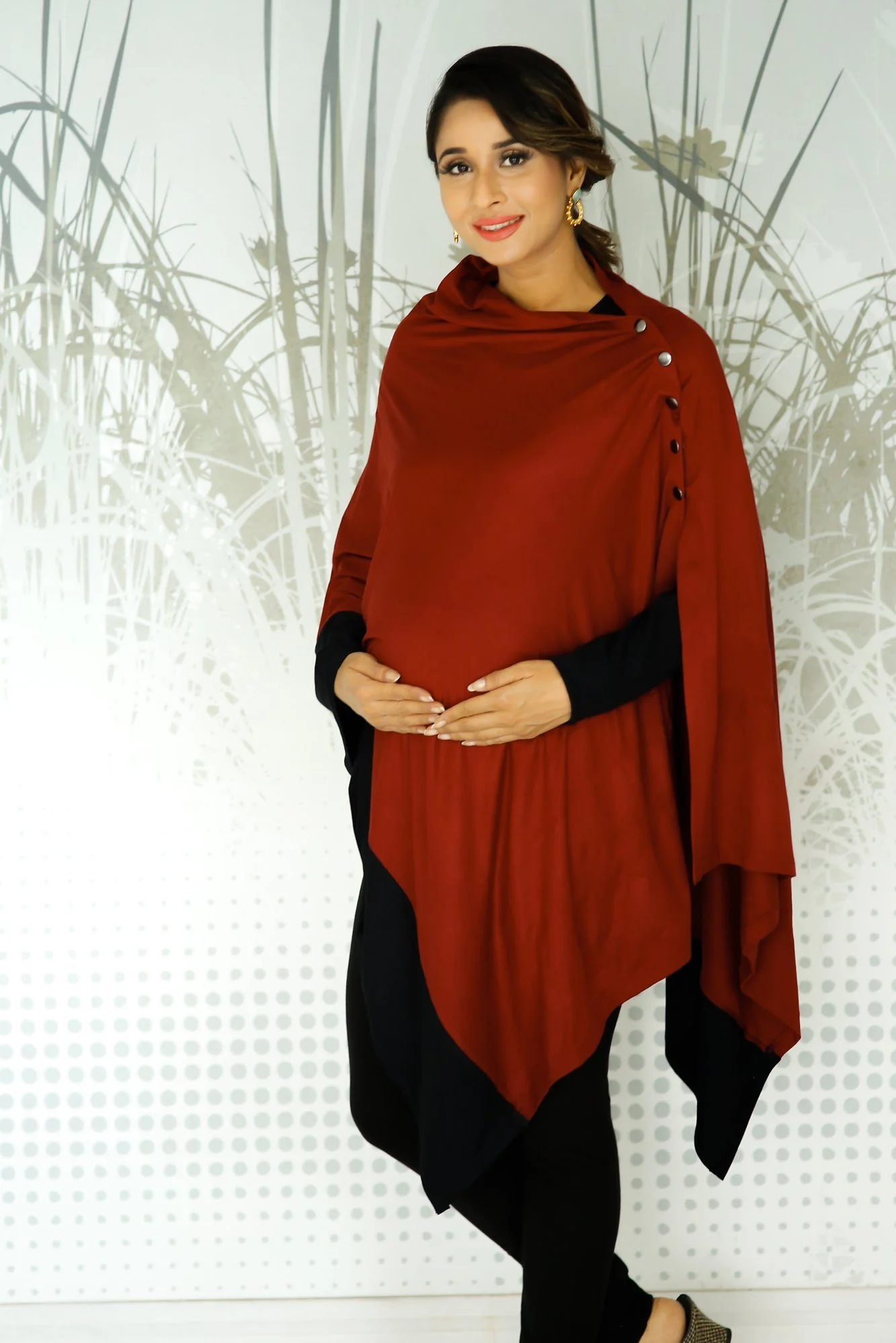 Stretchable Rust Maroon Versatile Nursing Stole - Chenance