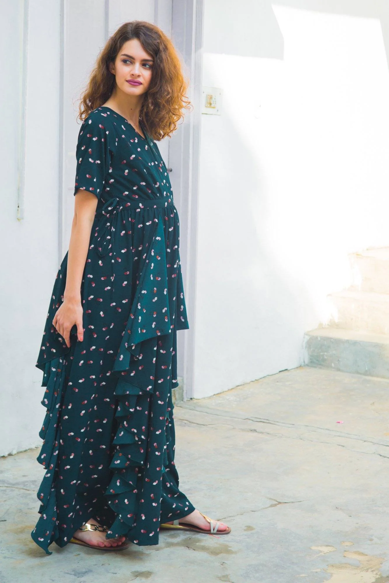 Jade Floral Luxe Maternity Flow Dress - Chenance