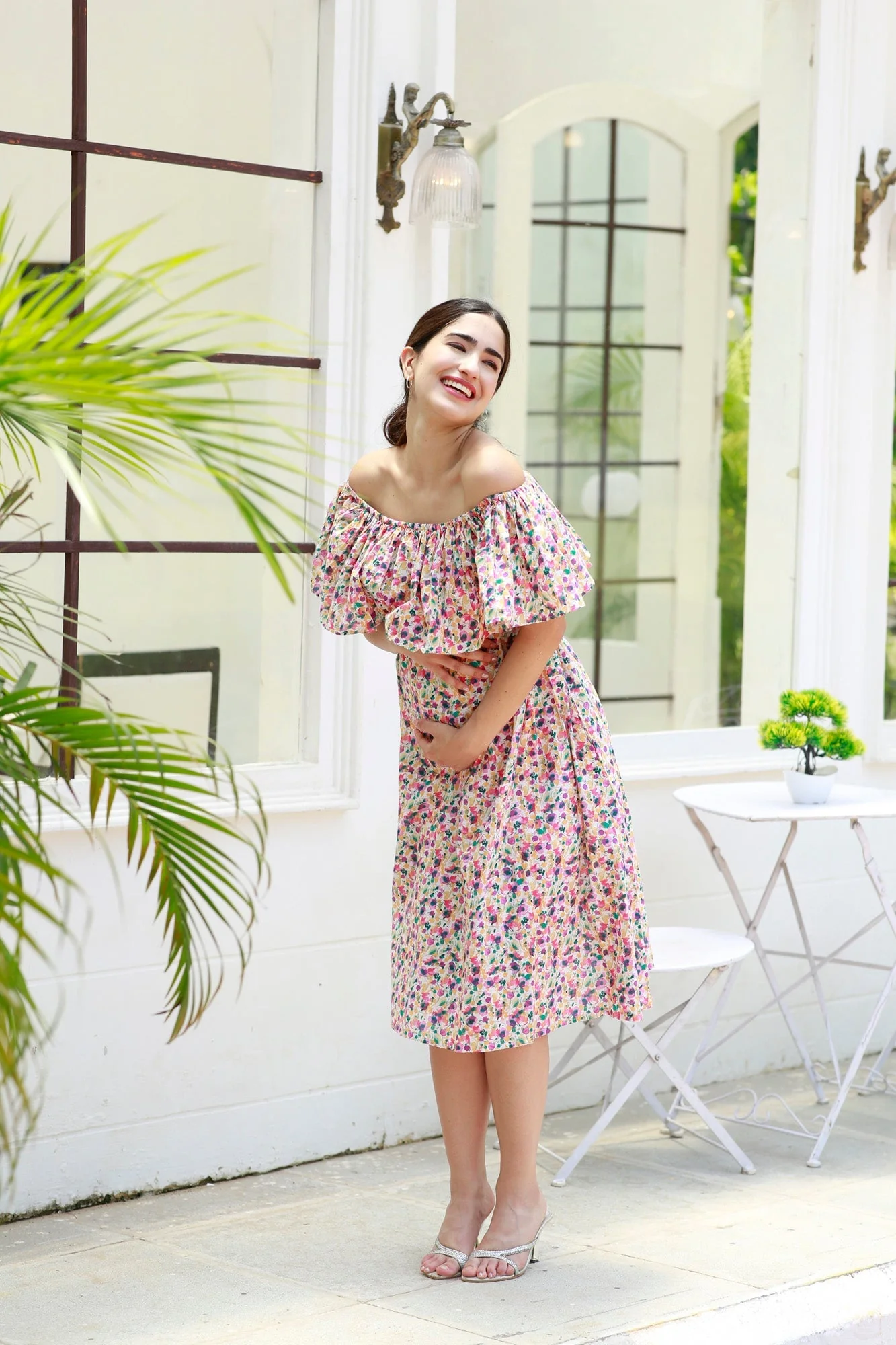 Candy Rosy Pink Off-Shoulder Maternity Frill Dress - Chenance