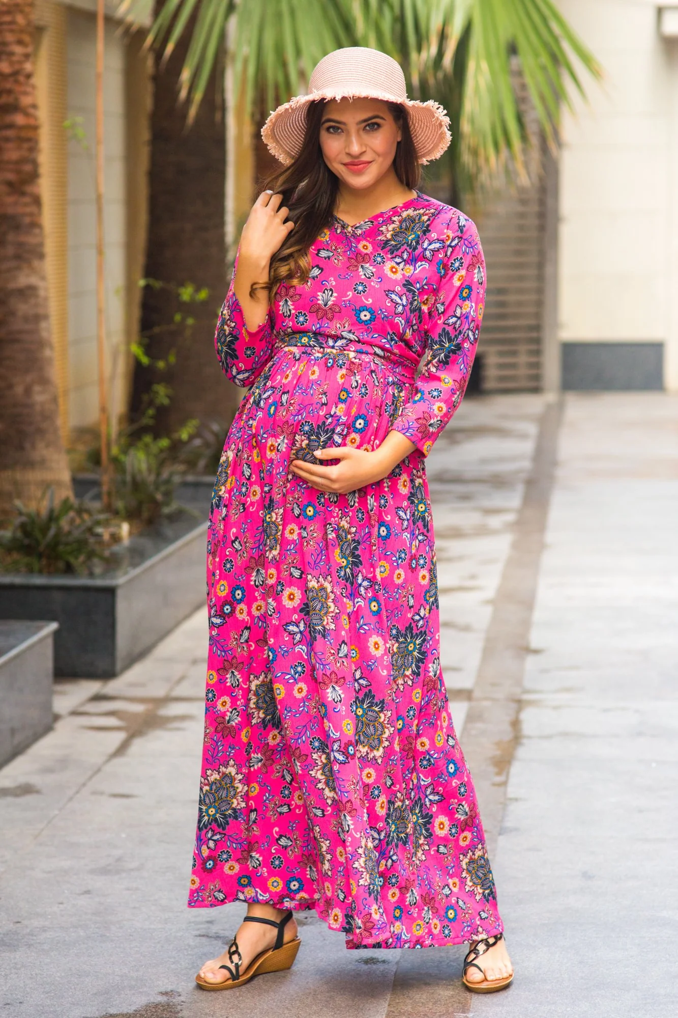 Taffy Pink Maternity & Nursing Wrap Dress - Chenance