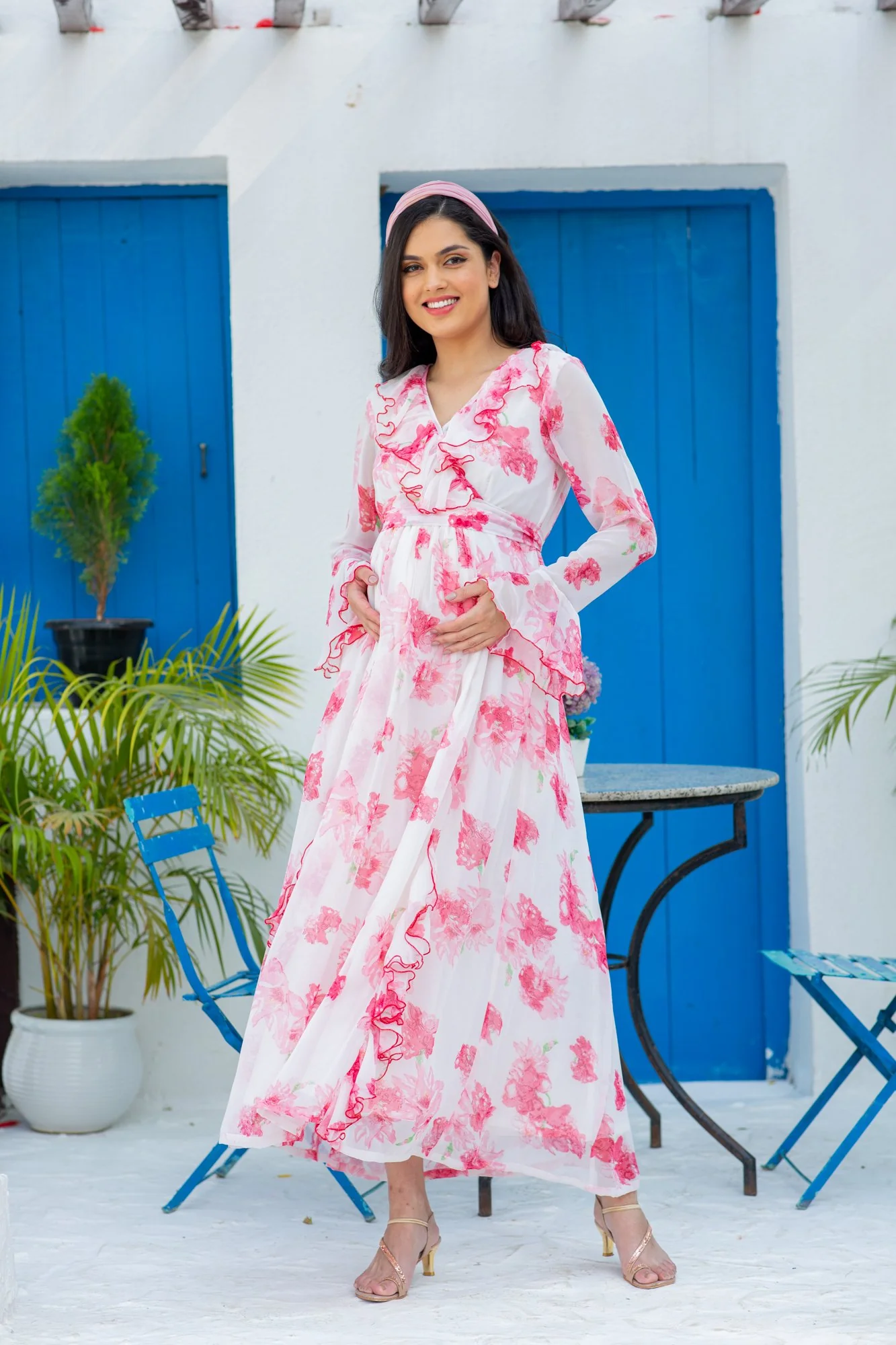 Angelic Rose Blush Maternity & Nursing Frill Dress - Chenance