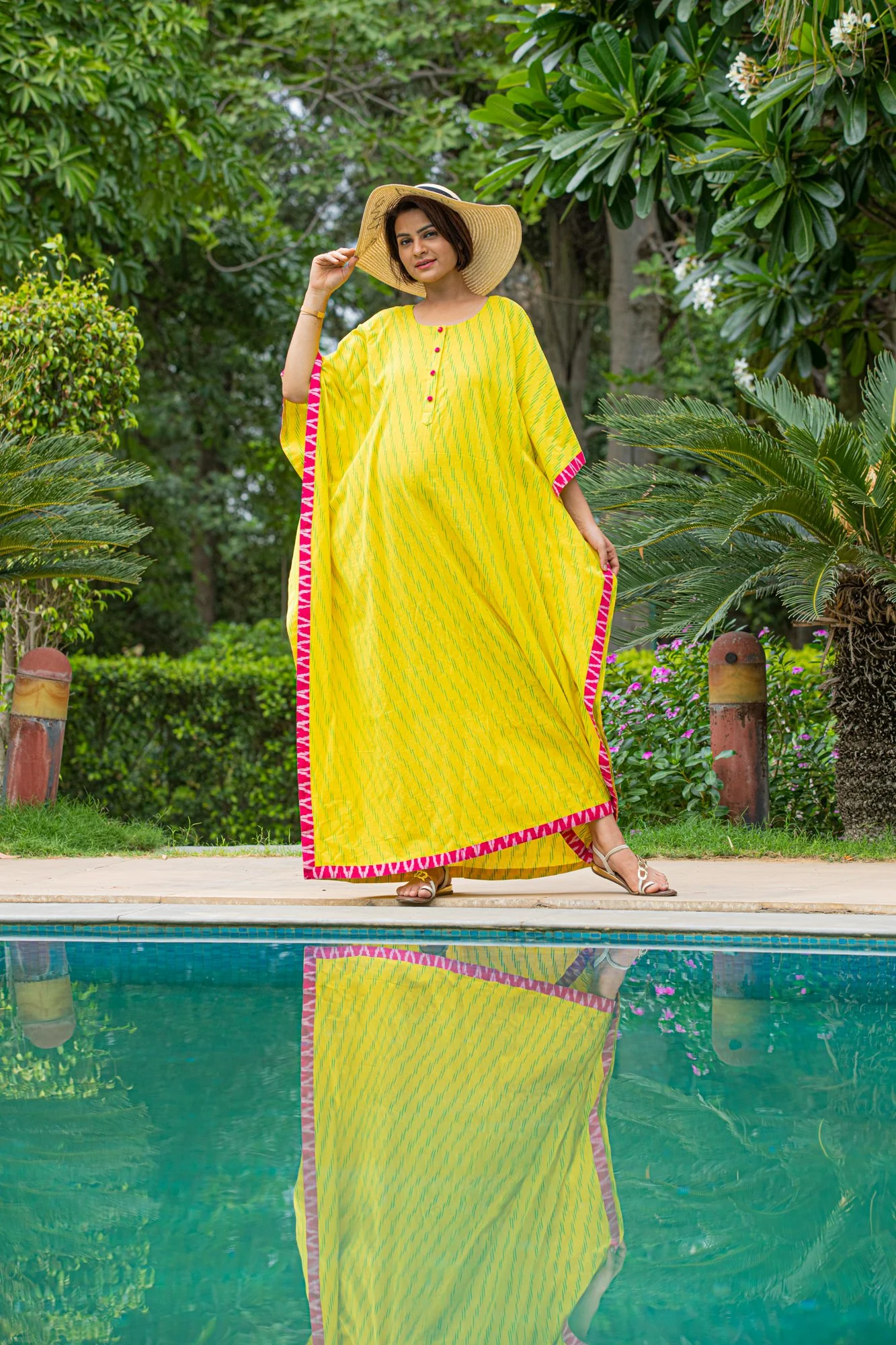 Canary Yellow Maternity & Nursing Kaftan Dress - Chenance