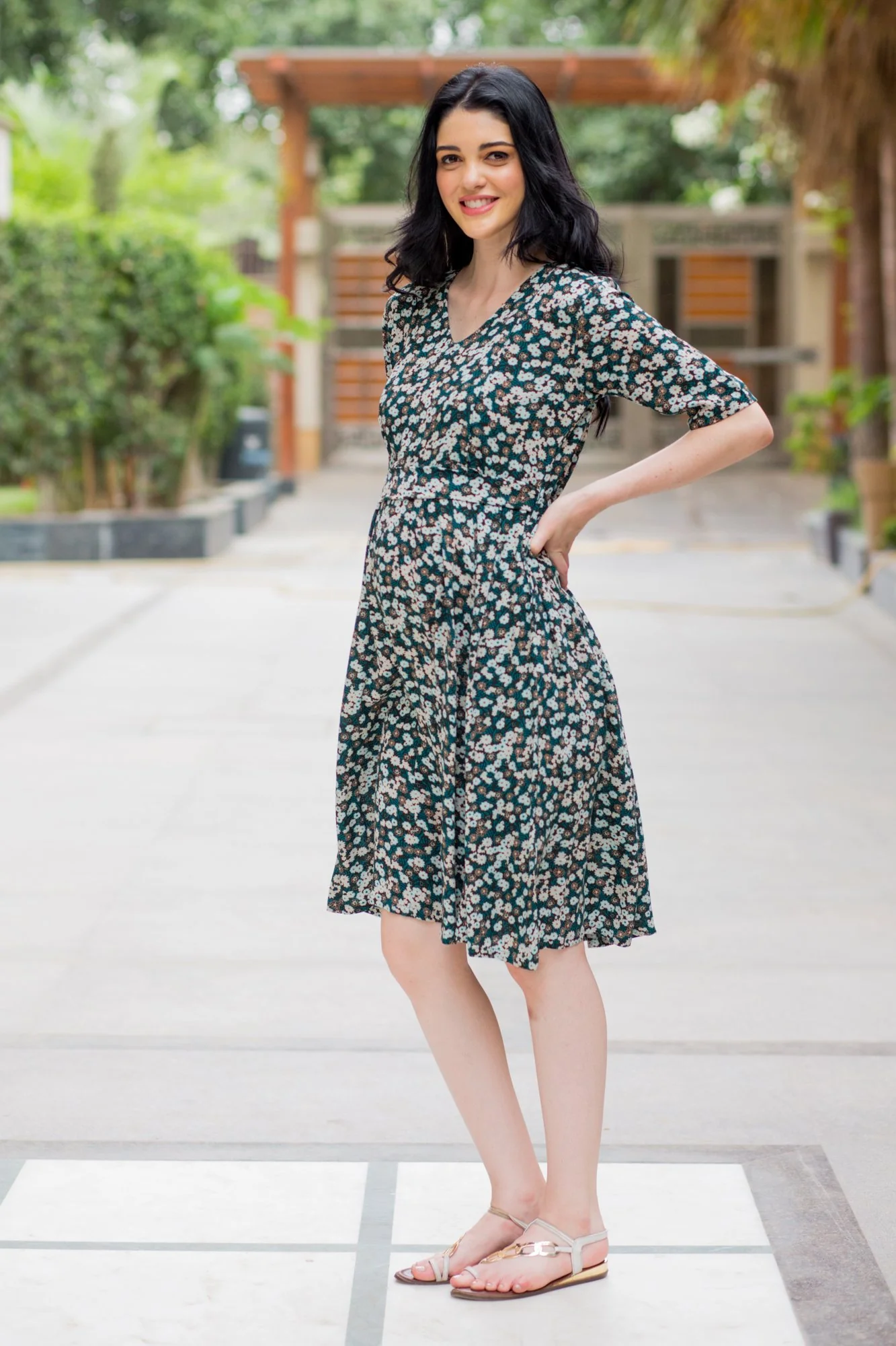 Emerald Floral Maternity & Nursing Dress - Chenance