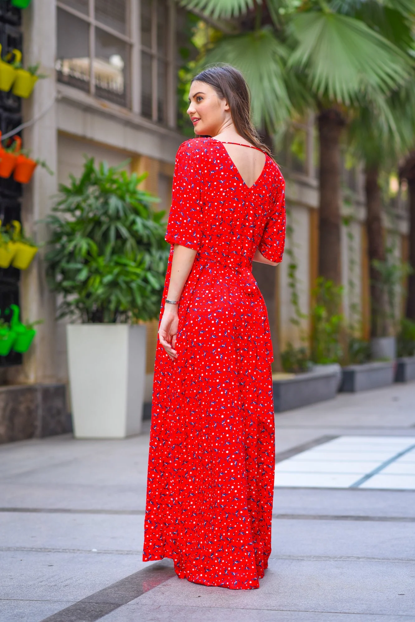 Luxe Red Floral Maternity & Nursing Wrap Dress - Chenance