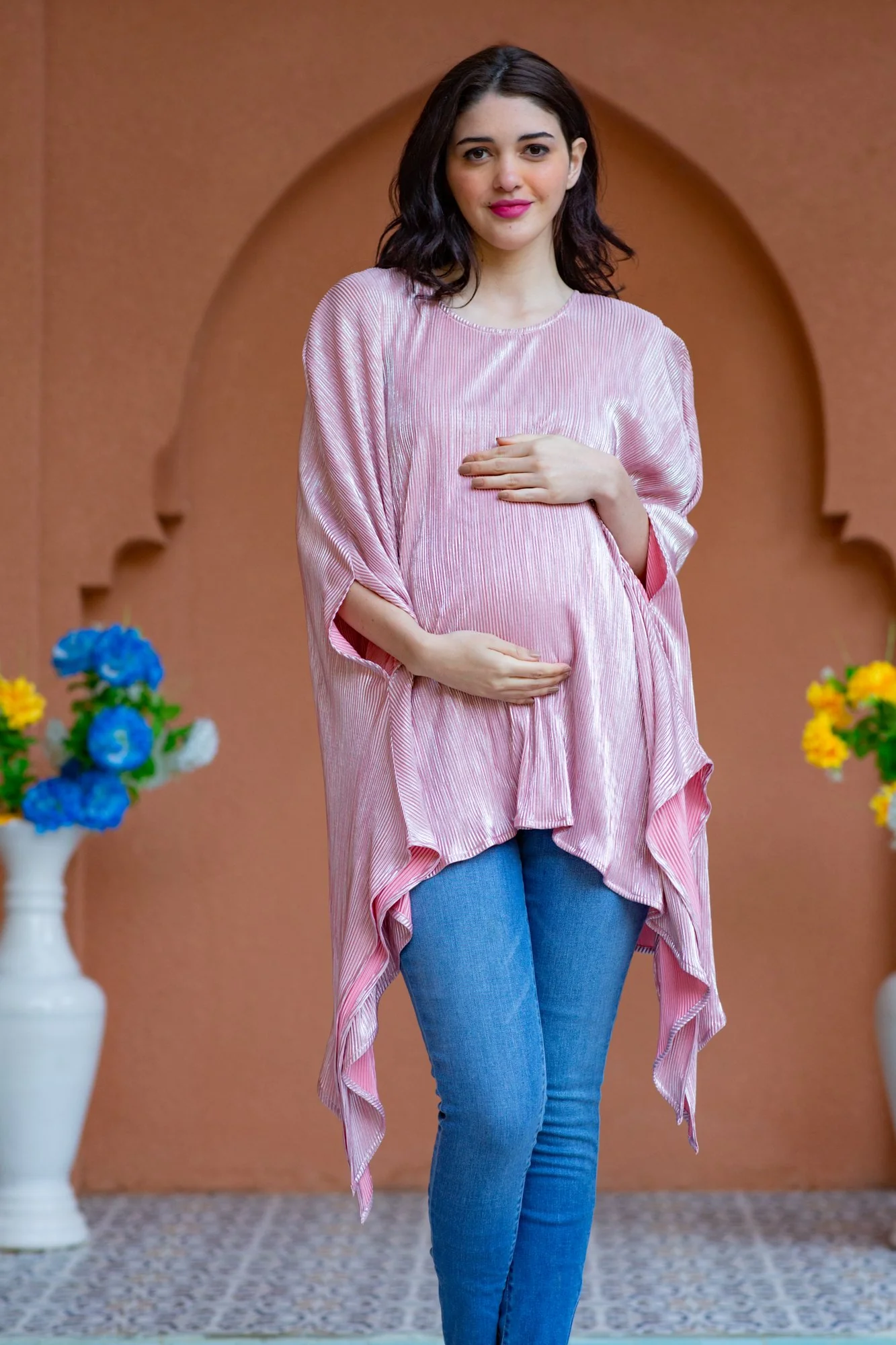 Merlot Shimmer Maternity Poncho Top - Chenance