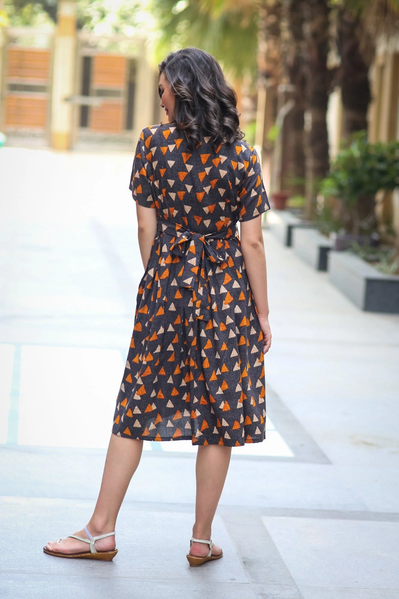 Orange Coco Triangle Maternity & Nursing Dress - Chenance